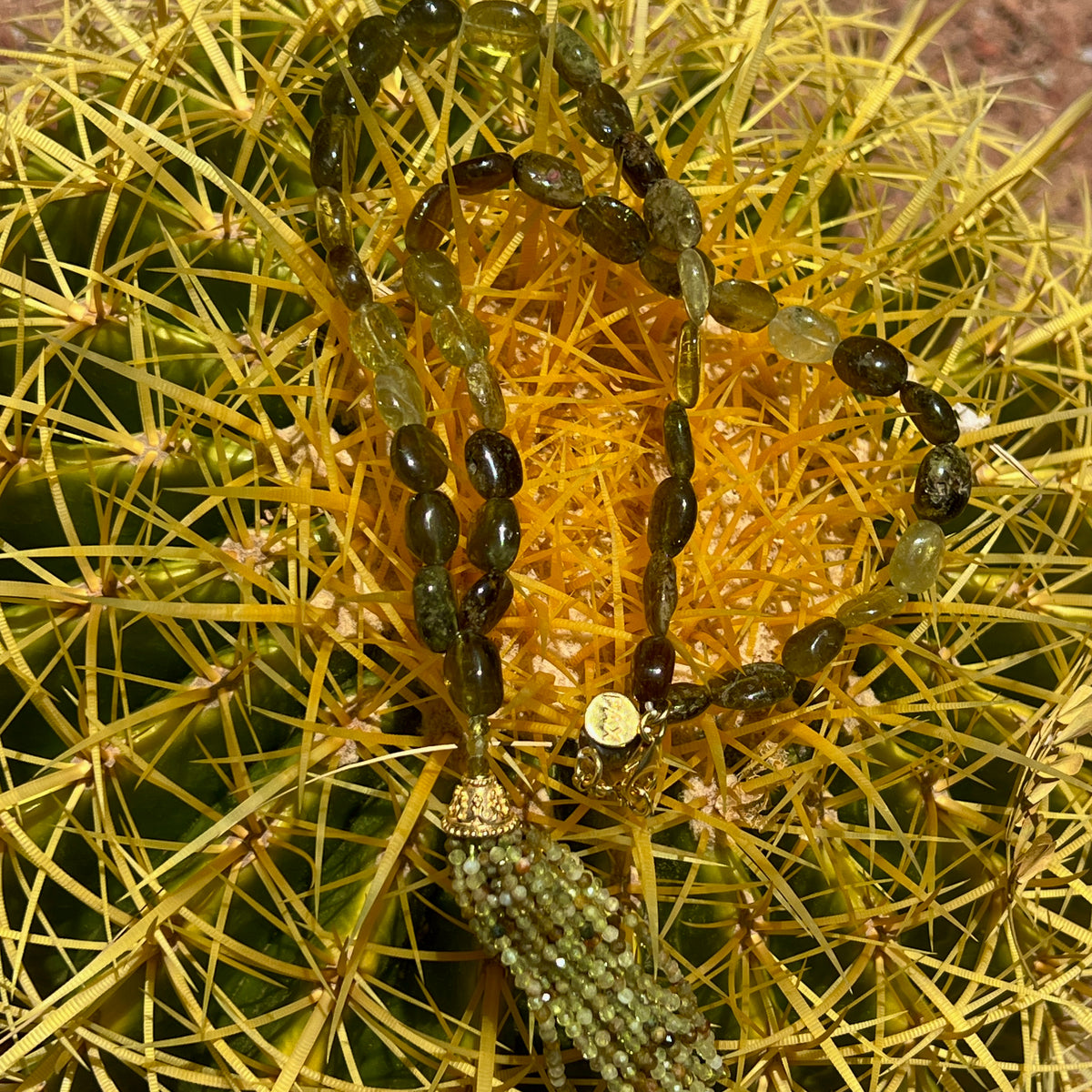 Grossular Green Garnet Oval Mini Mala Necklace