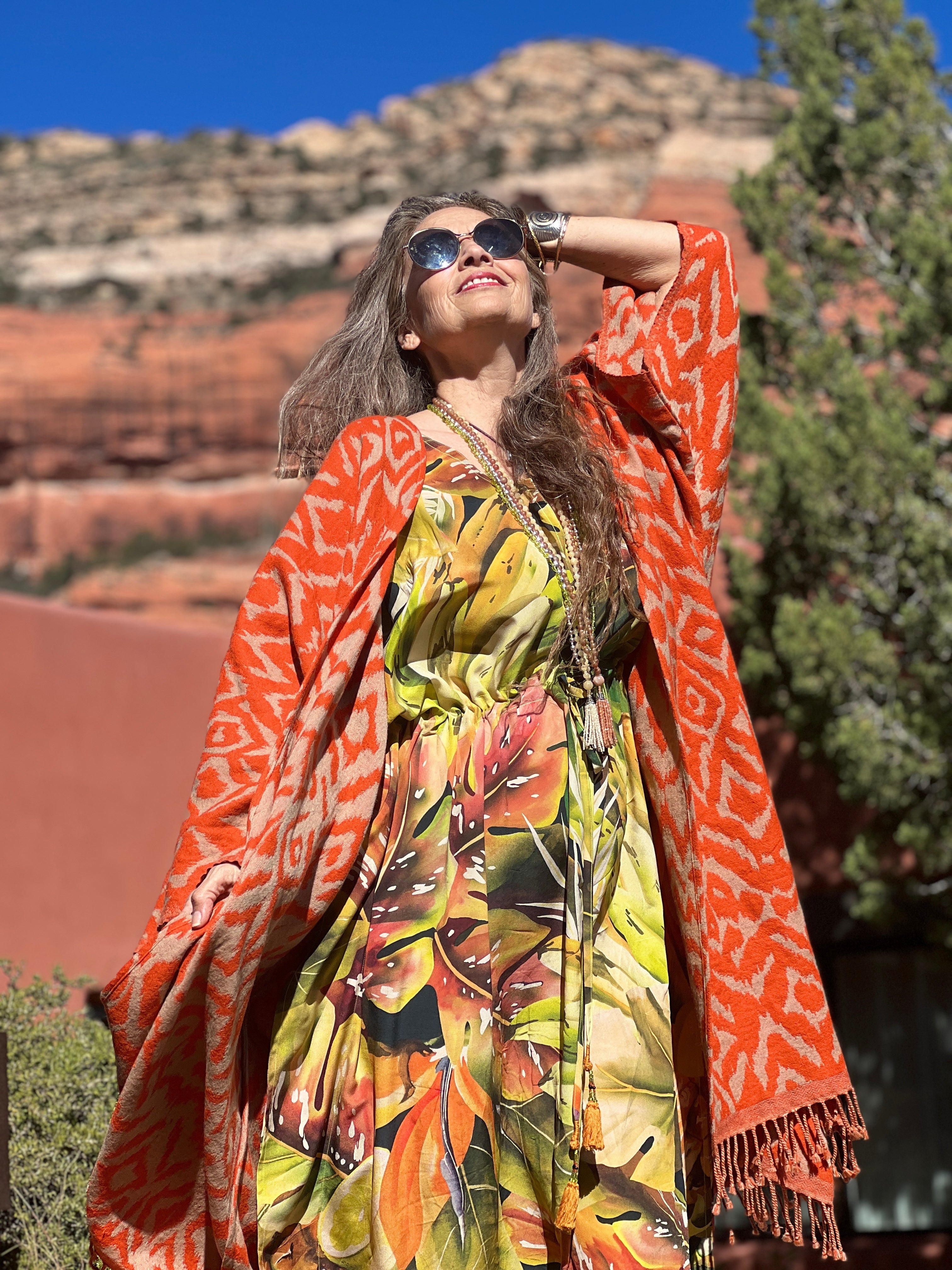 Tutti Frutti Italian Silk Maxi Kaftan Dress