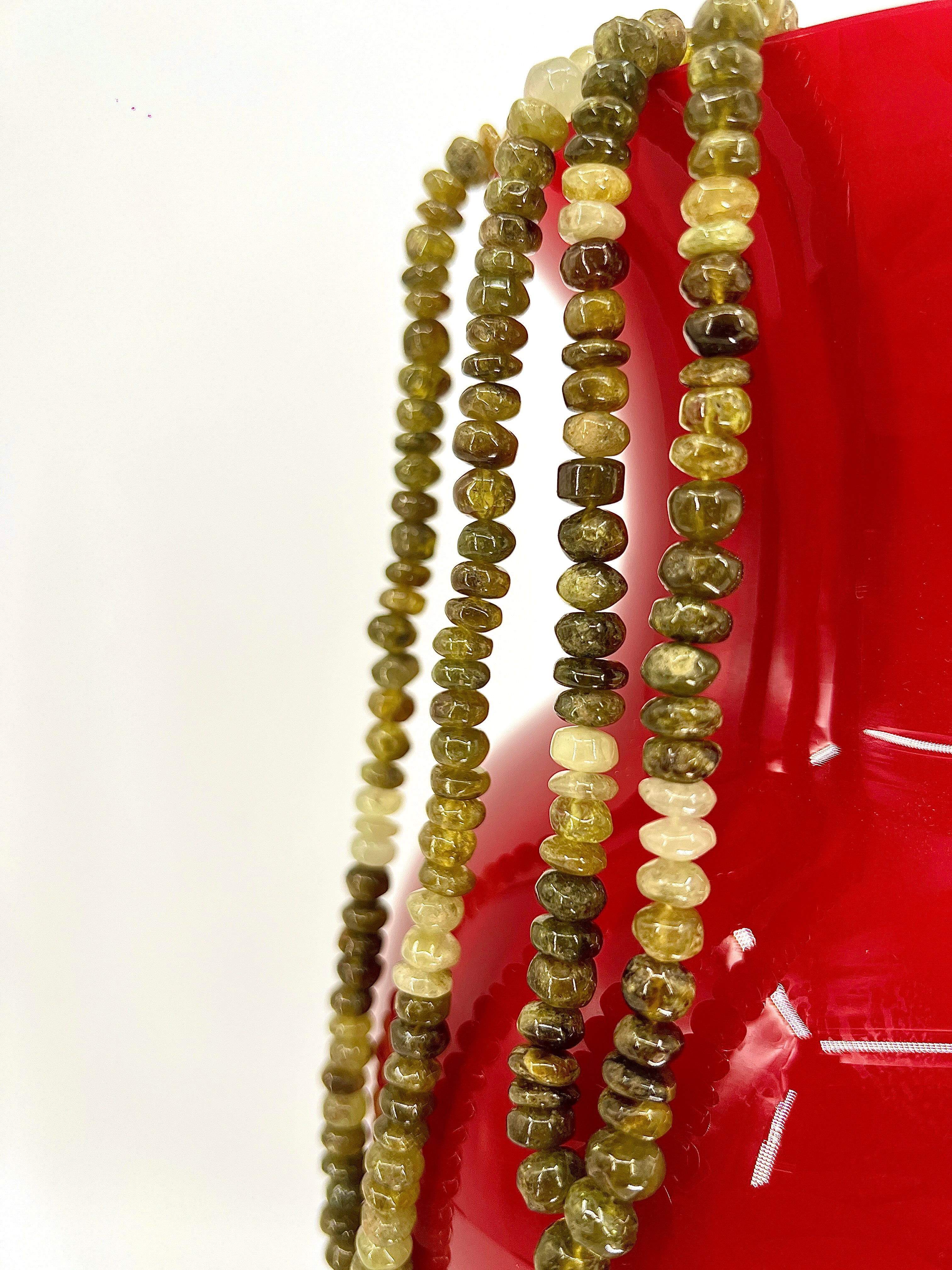 Semi Precious Grossular Green Garnet  Mala Necklace
