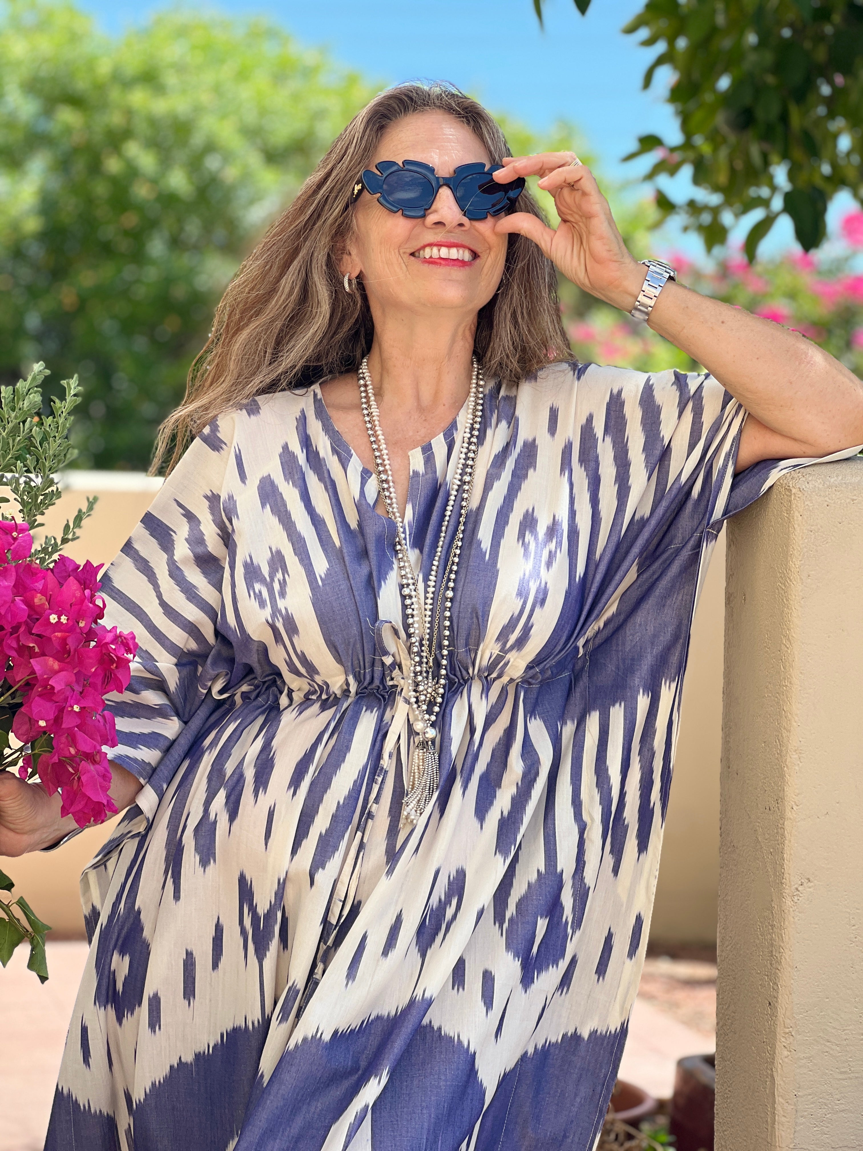 Rio Maggiore Cotton Ikat Handwoven Maxi Kaftan Dress ONLY TWO AVAILABLE