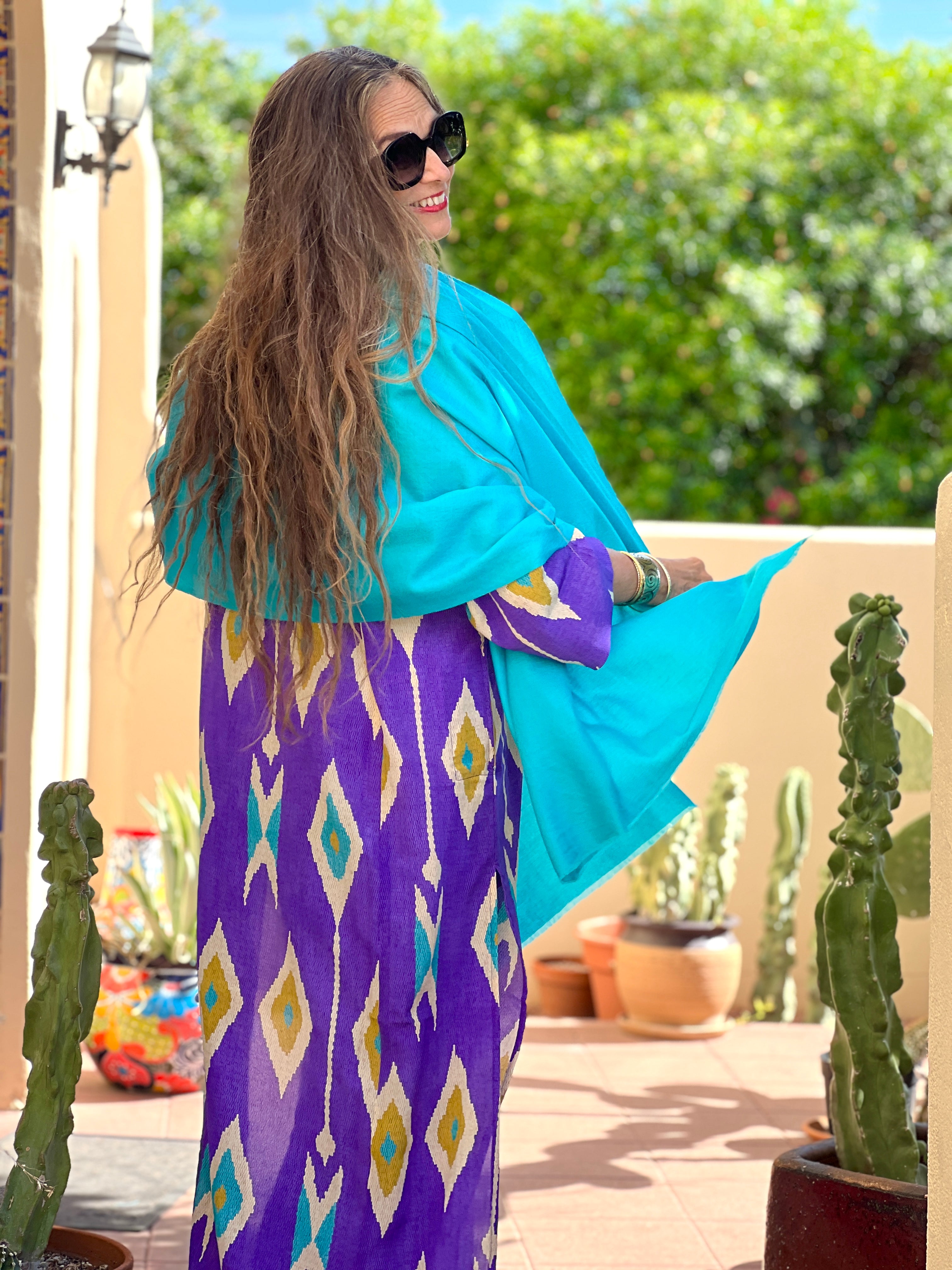 Turquoise Kashmiri Pashmina Handwoven Shawl