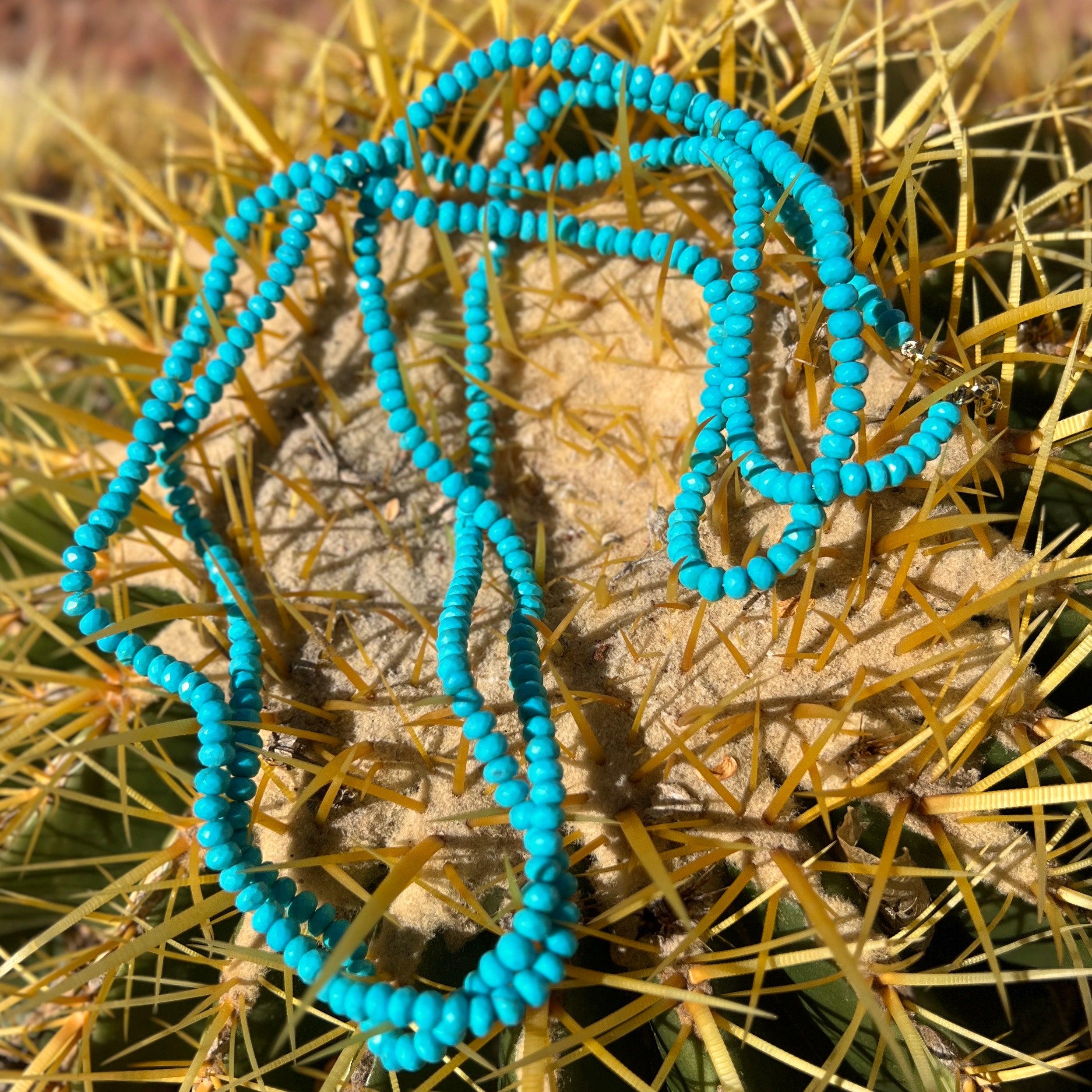 Faceted Sleeping Beauty Turquoise and 18Kt Gold Necklace