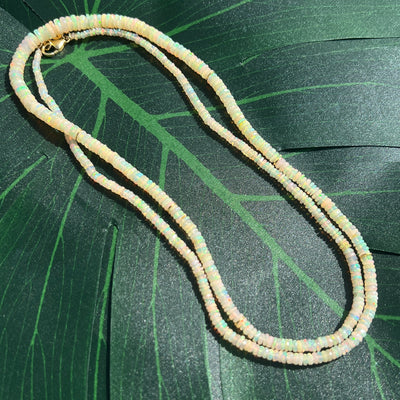 Ethiopian Opal and 18 Kt Gold Faceted Necklace