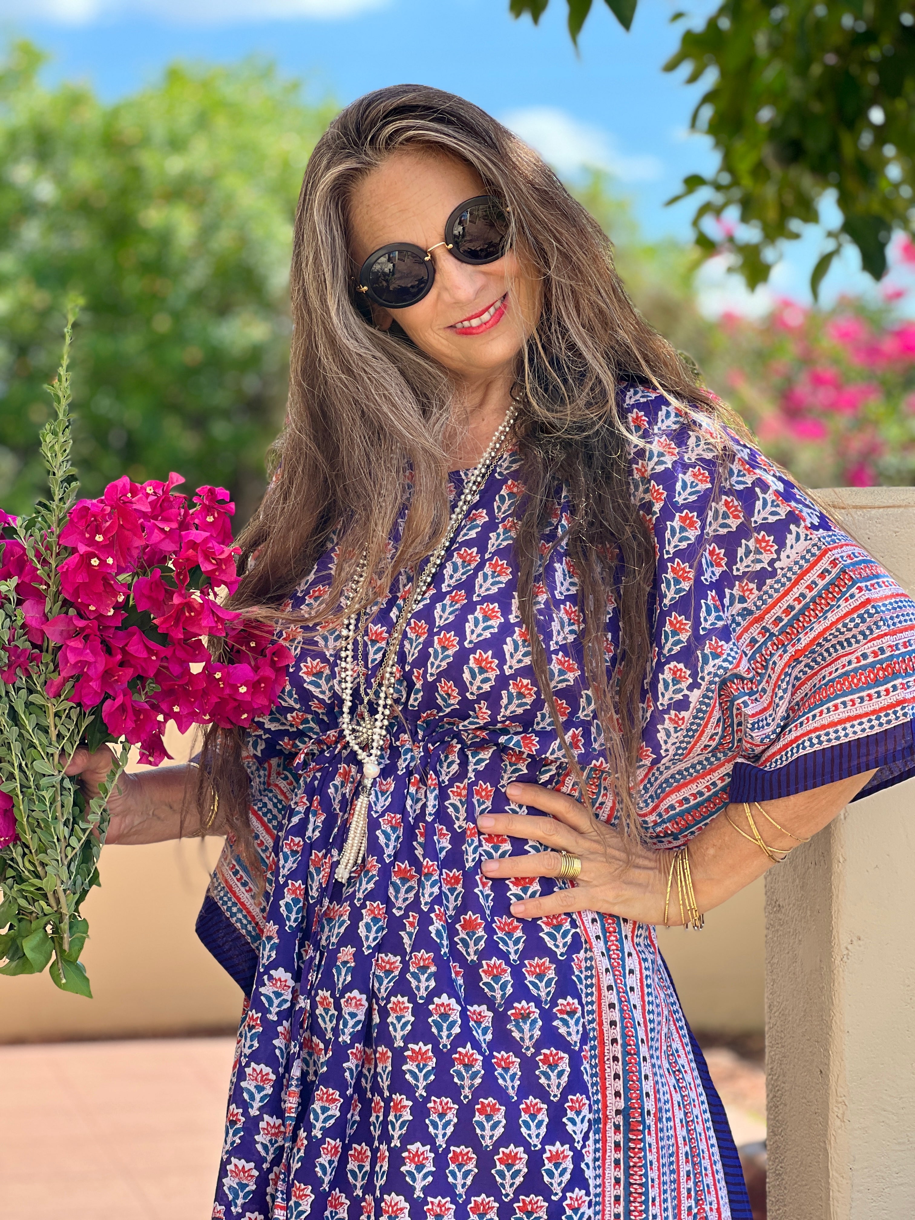 Bollywood Brinjal Midi Kaftan Dress