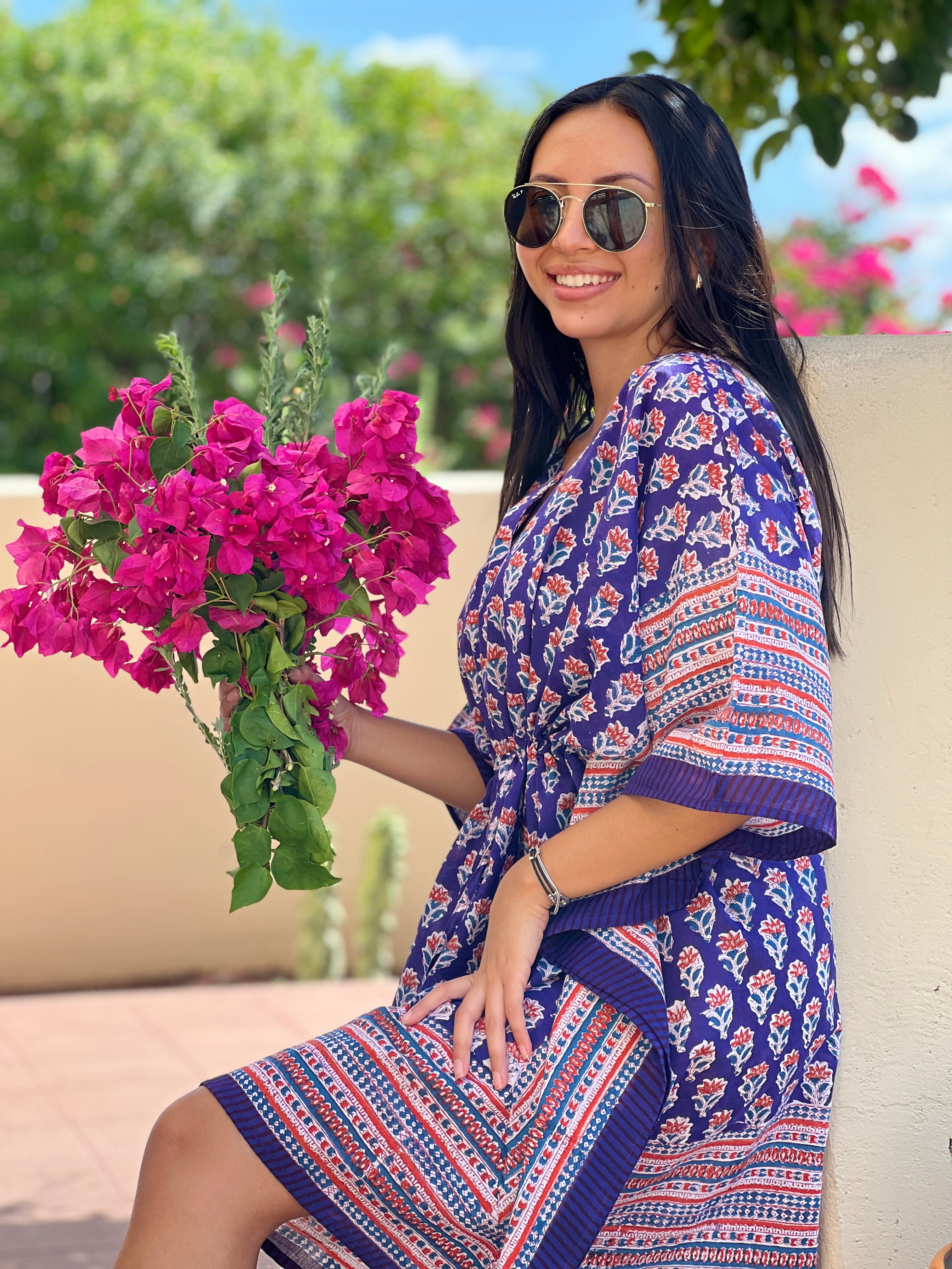 Bollywood Brinjal Floral Short Kaftan