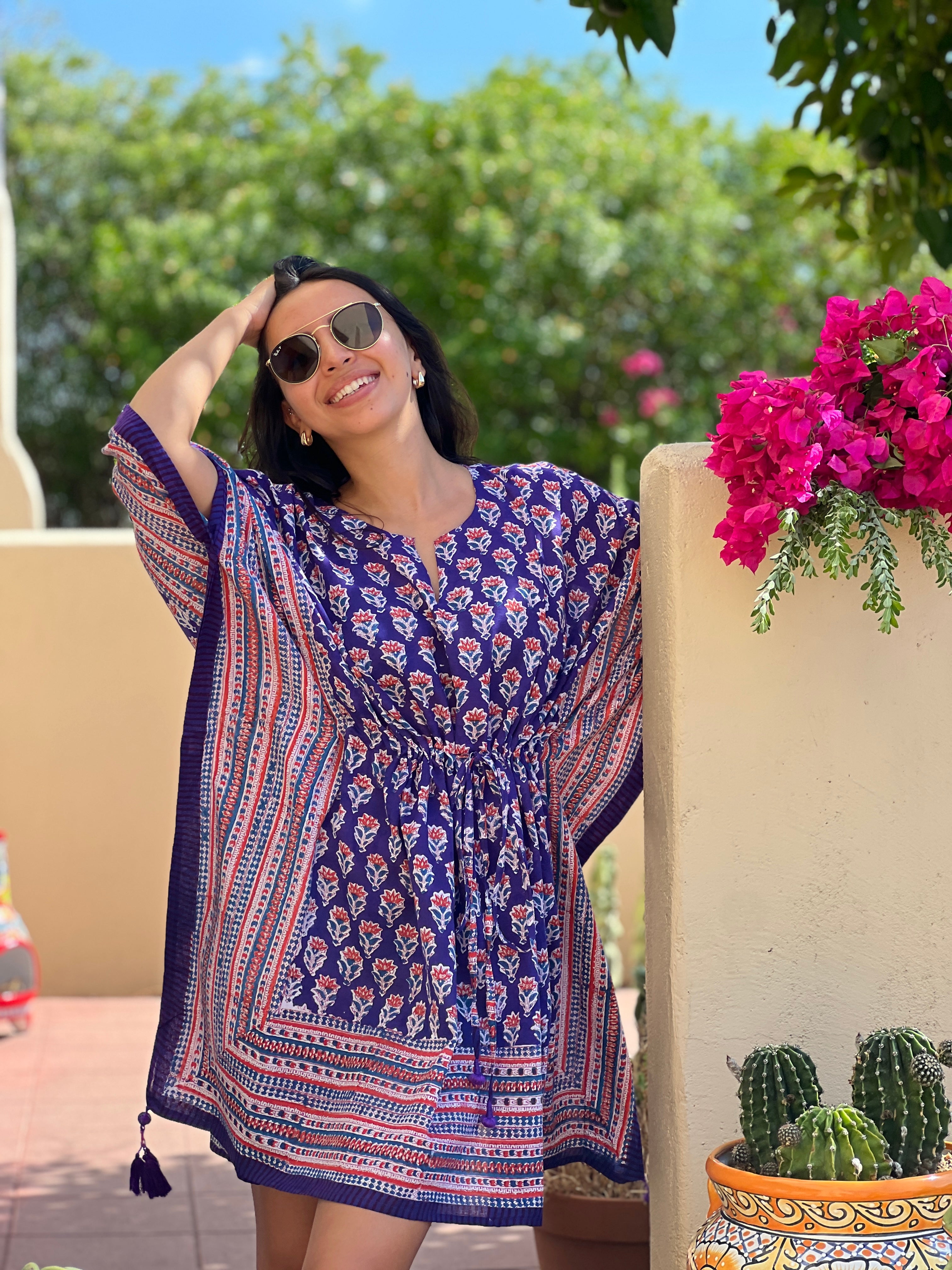 Bollywood Brinjal Floral Short Kaftan