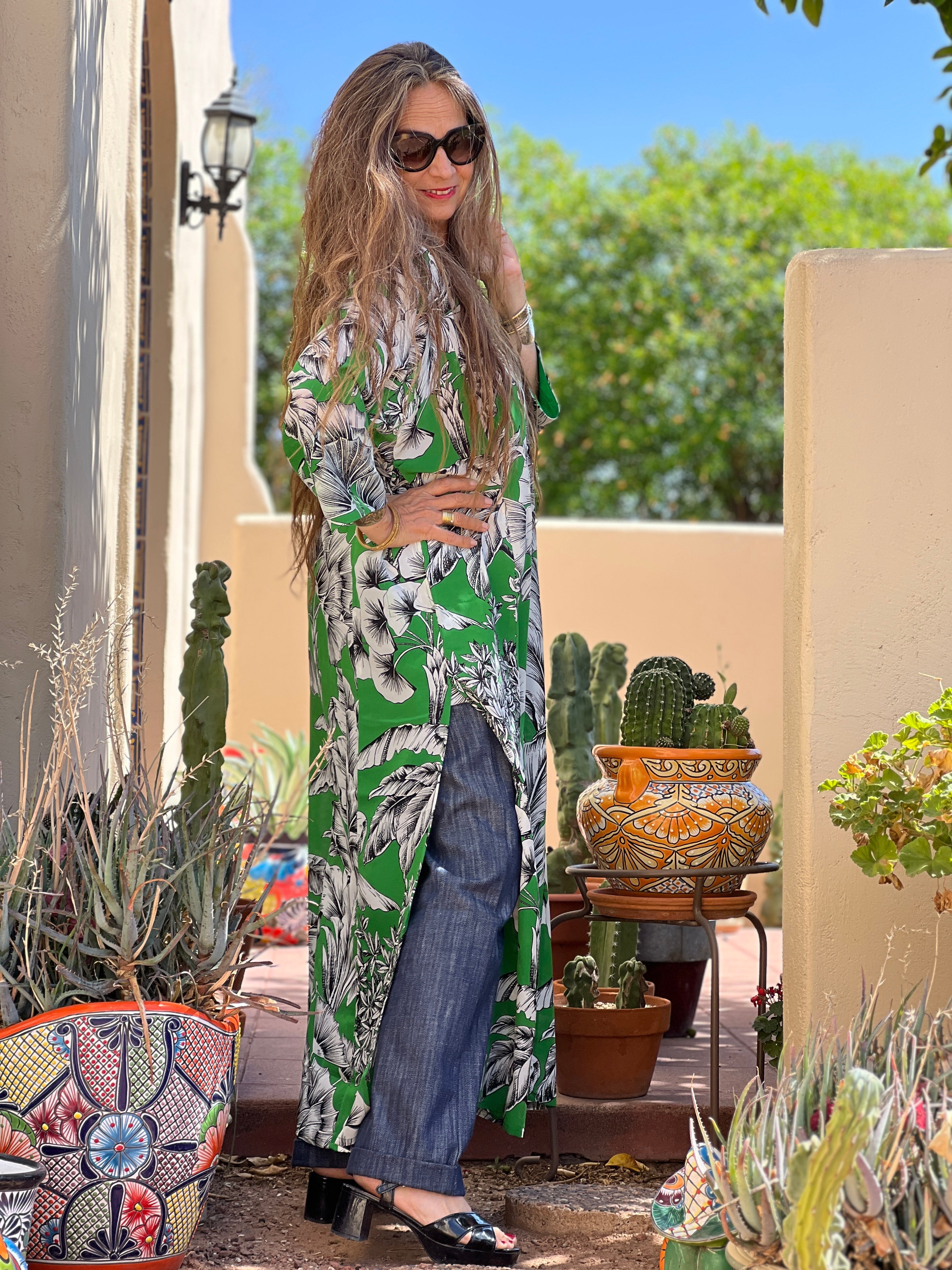 Giardino Verde Italian Silk Long Tunic
