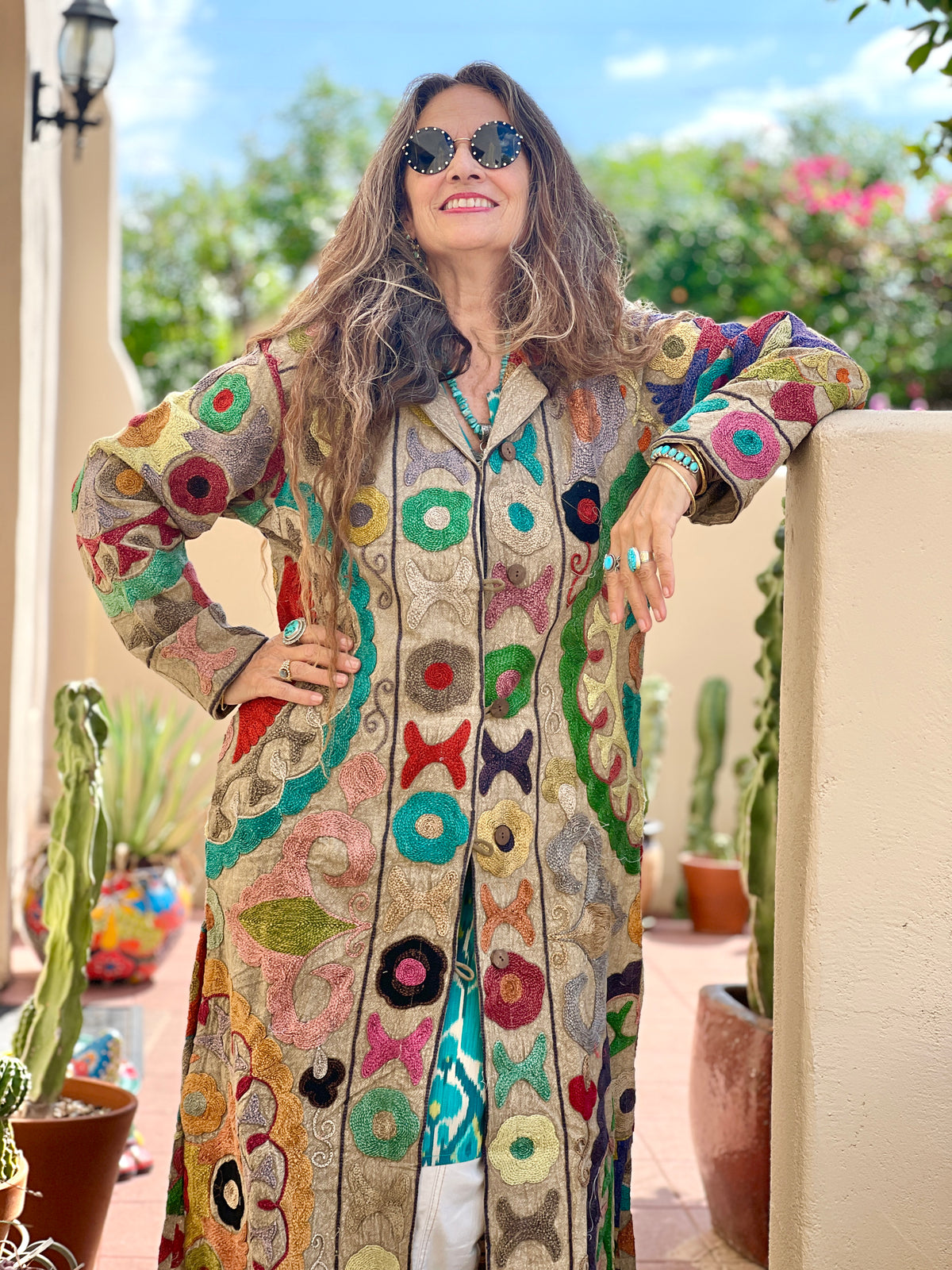 Keya Embroidered Cotton Coat One of a Kind