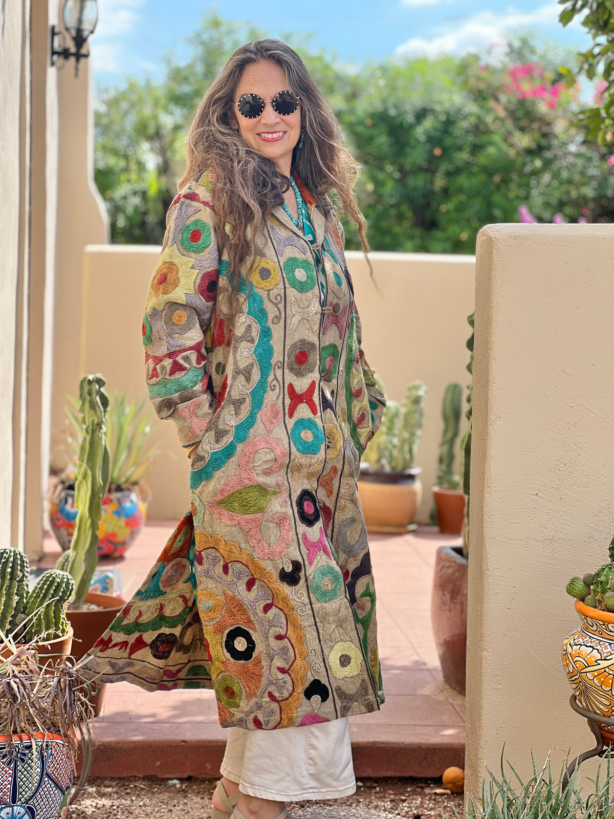 Keya Embroidered Cotton Coat One of a Kind