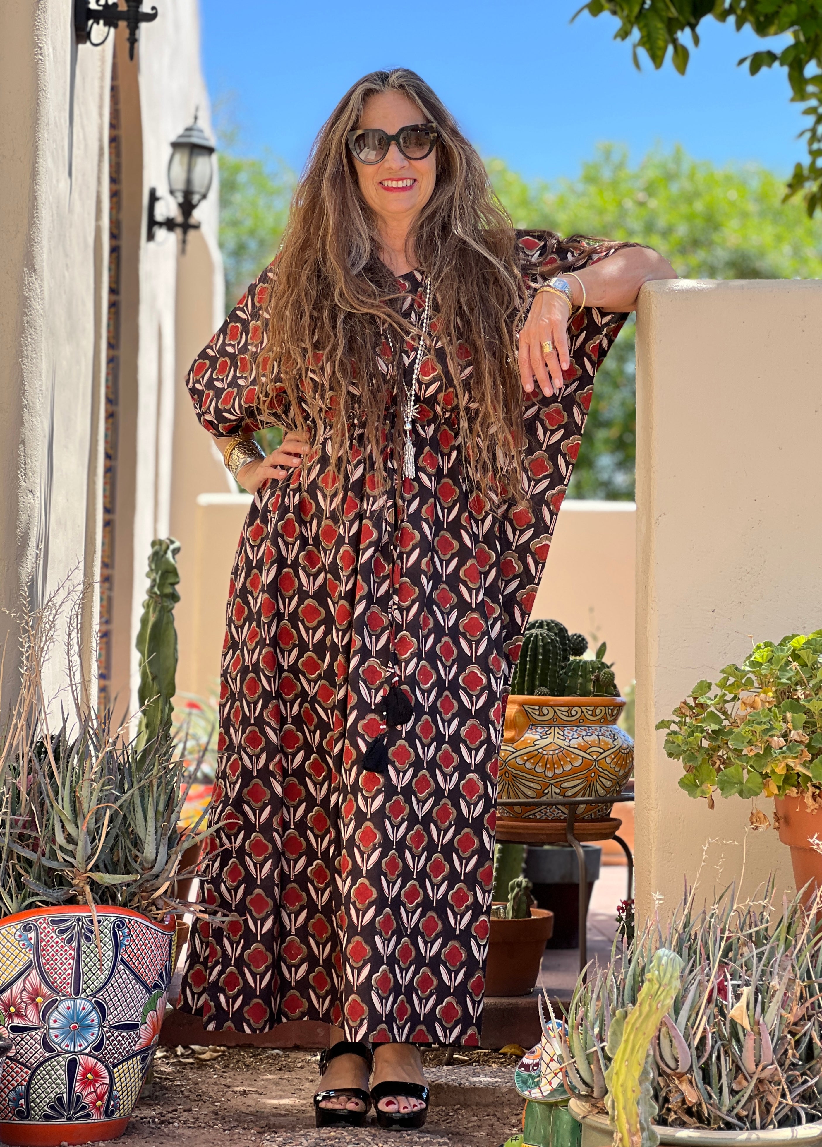 Pomodoro Floral Natural Dye Maxi Kaftan