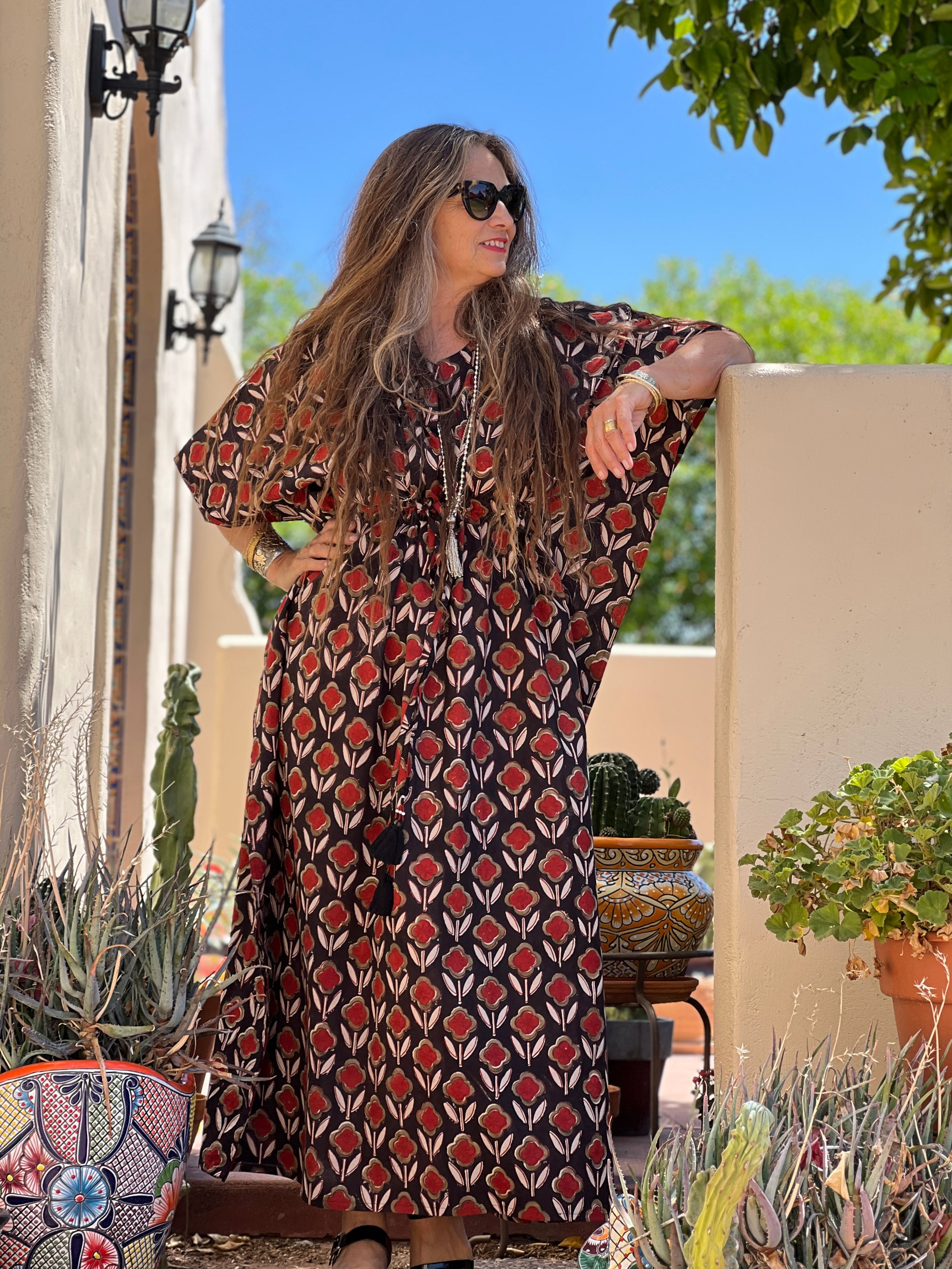 Pomodoro Floral Natural Dye Maxi Kaftan