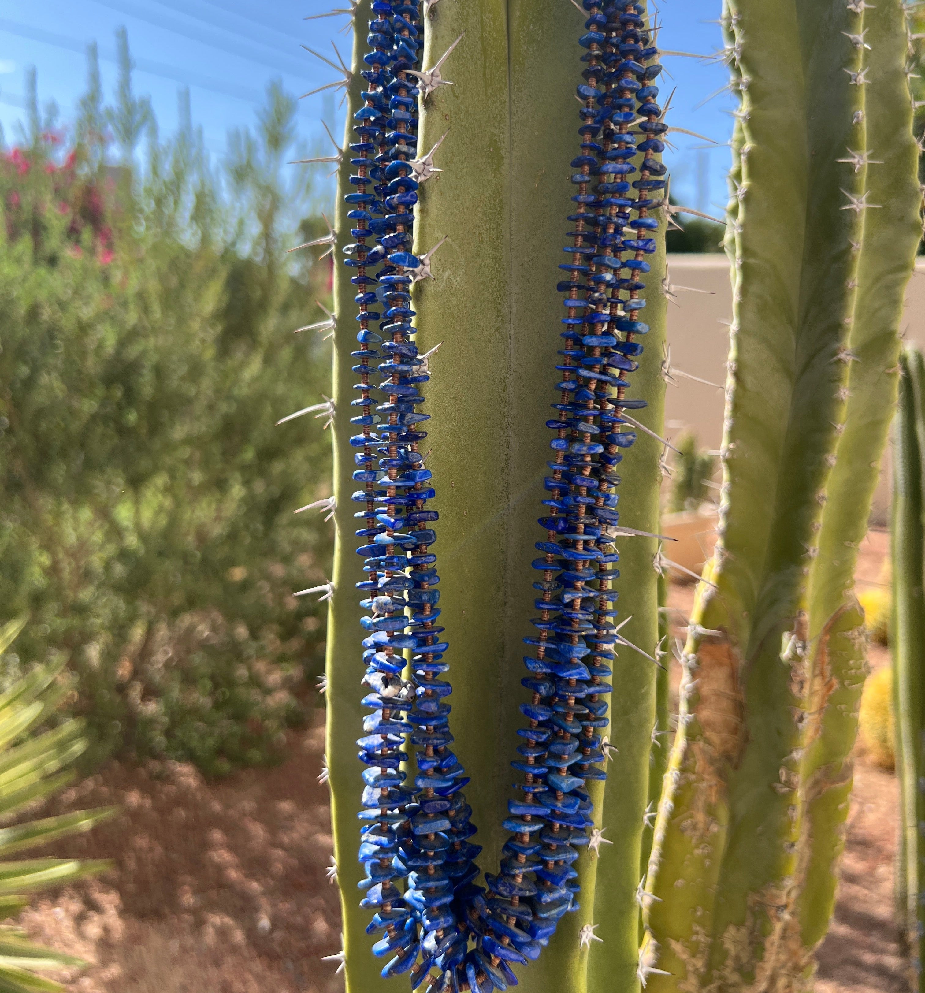 Vintage Lapis and Heishi Shell Necklace Five Strands