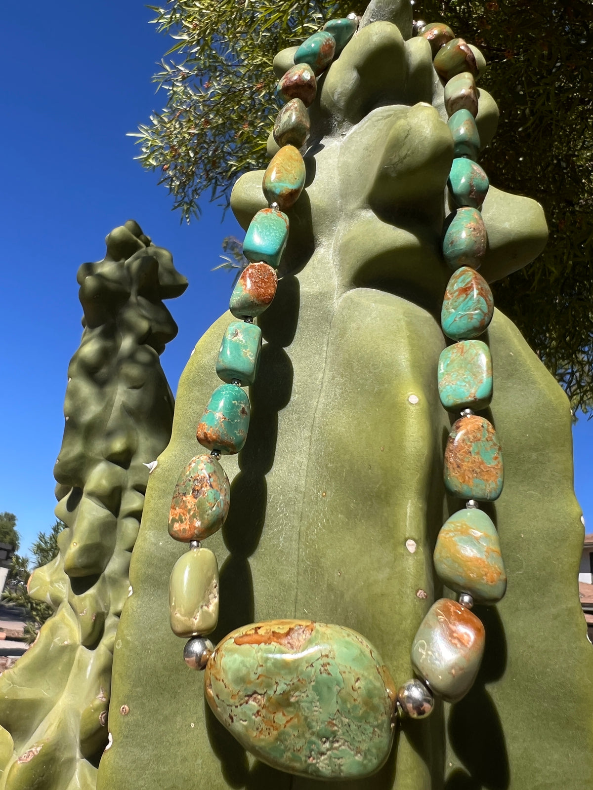 Vintage Royston Turquoise and Silver Graduated Necklace Santo Domingo Necklace