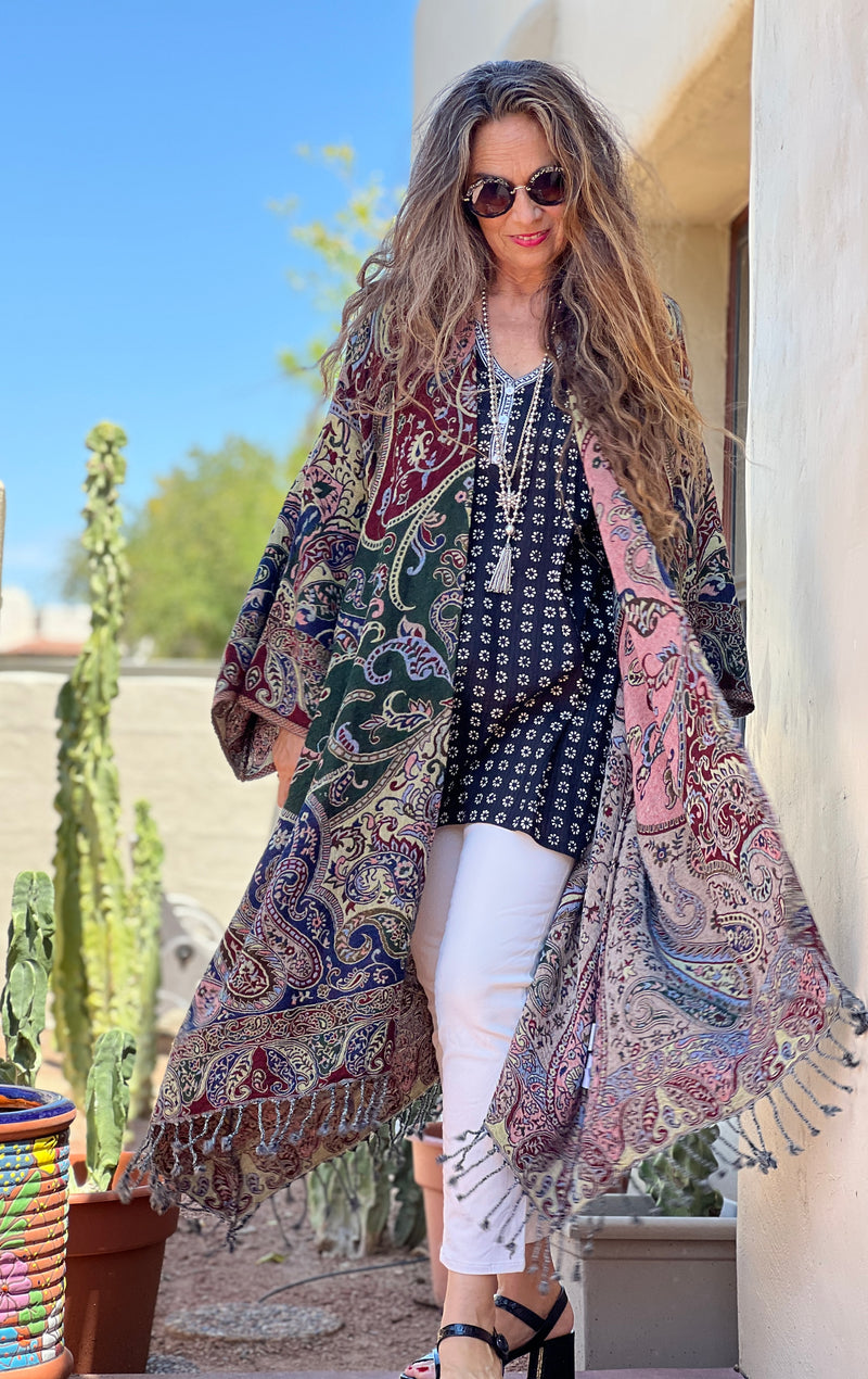 Paramount Paisley Boiled Wool Kimono Coat ONLY ONE AVAILABLE