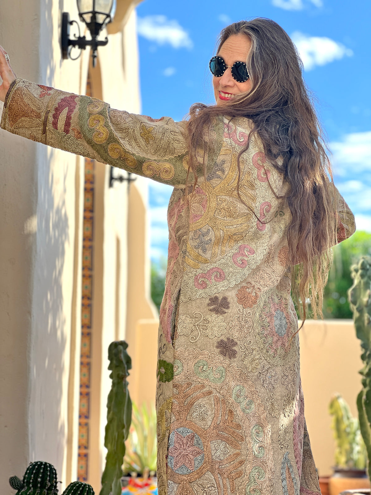 Samira Floral Hand Embroidered Cotton Coat