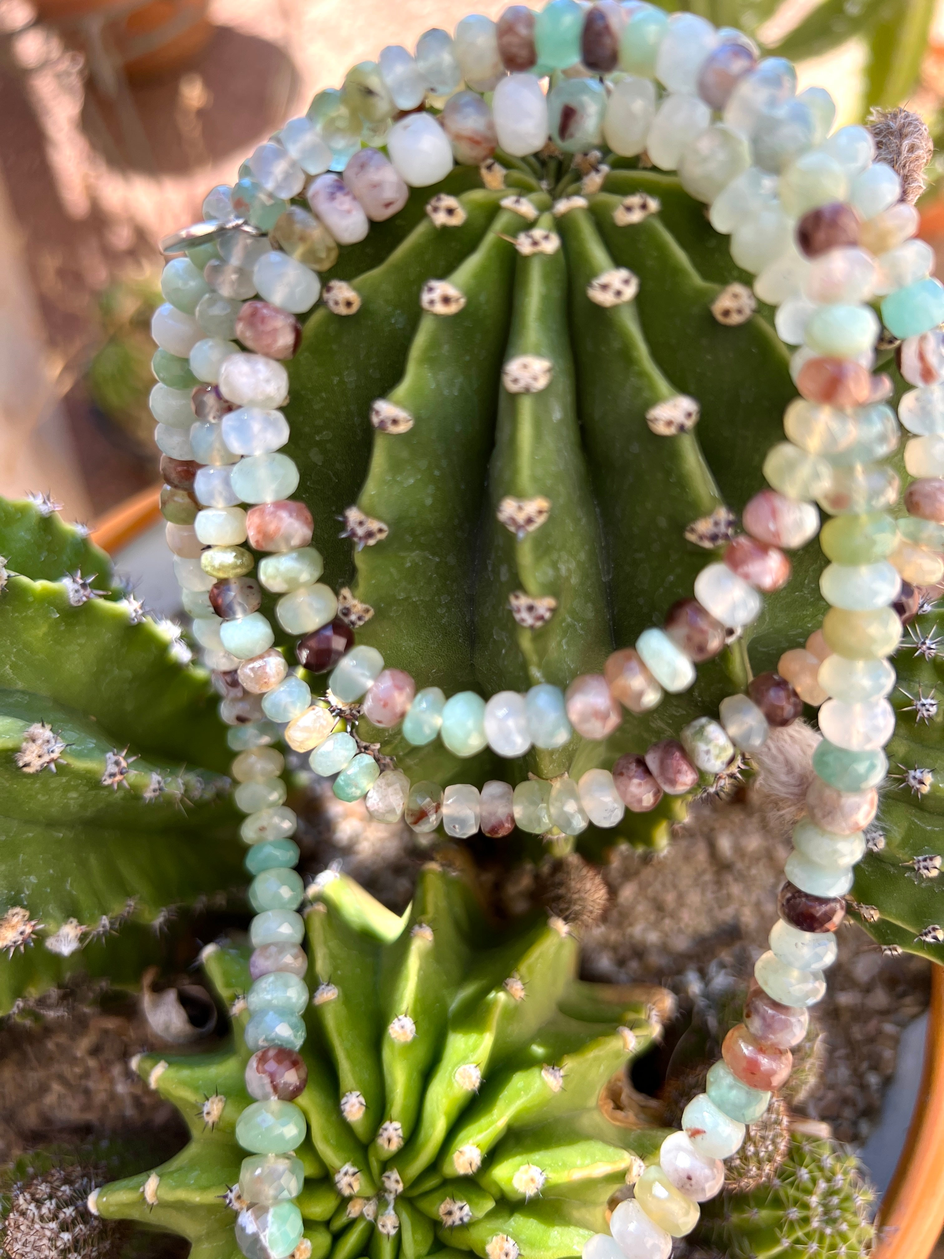 Aqua Chalcedony Faceted Tassel Mala Necklace
