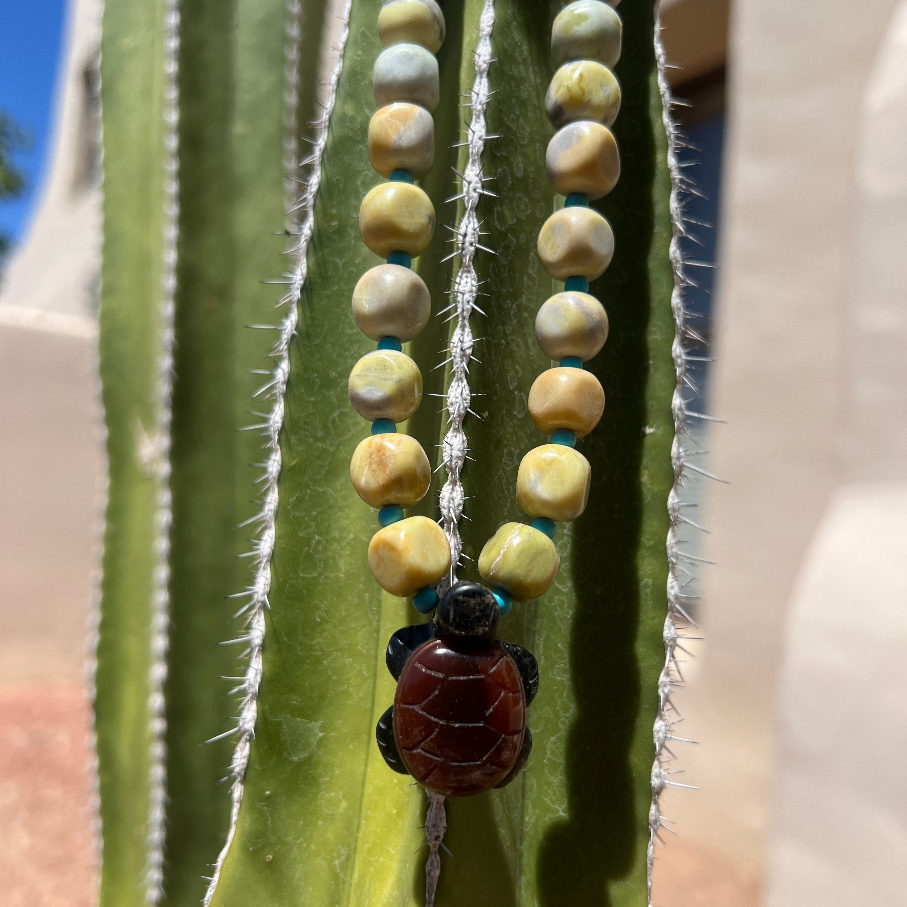 Turtle Serpentine and Red Jasper Necklace Santo Domingo