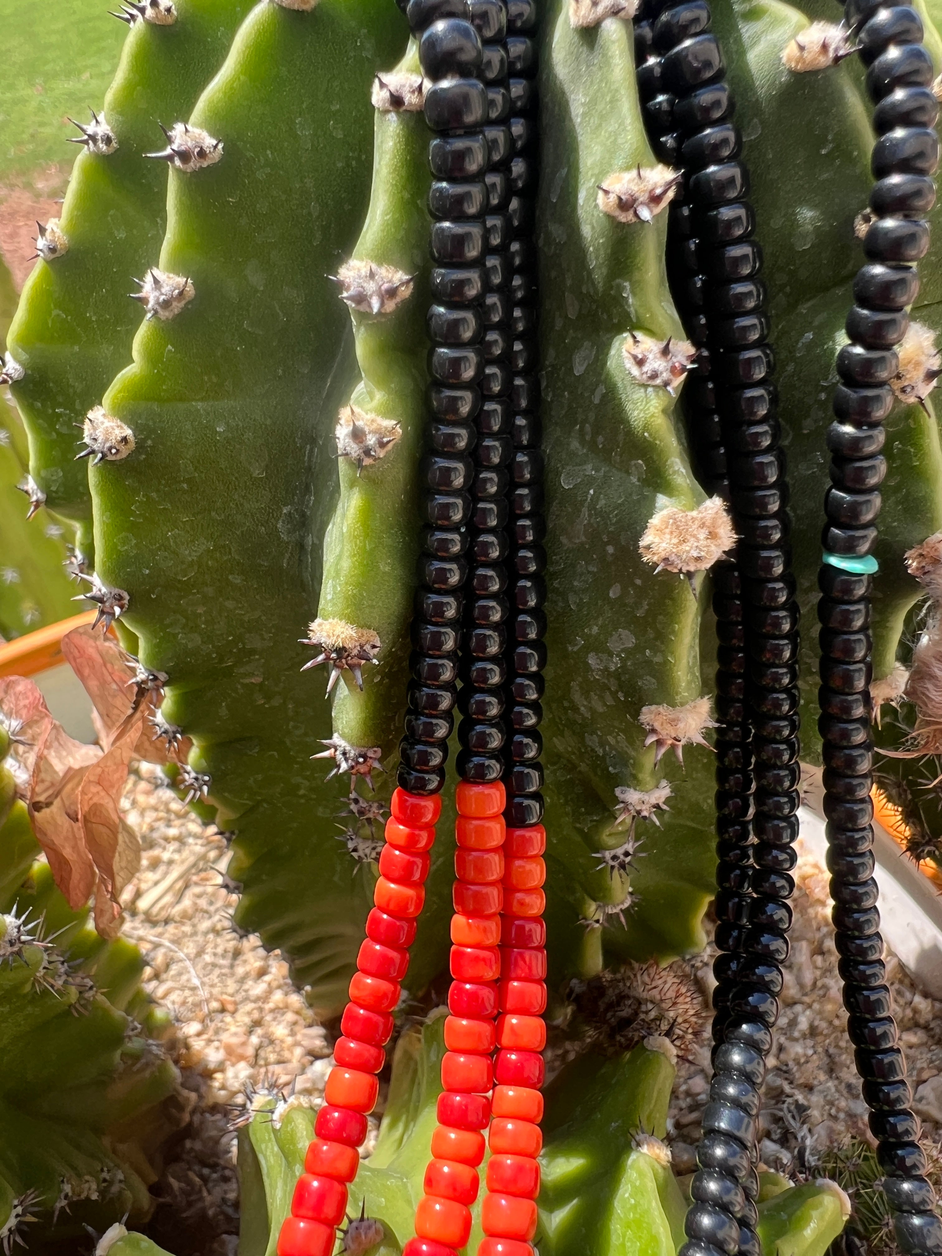 Coral and Black Jet Heishi Necklace Santo Domingo