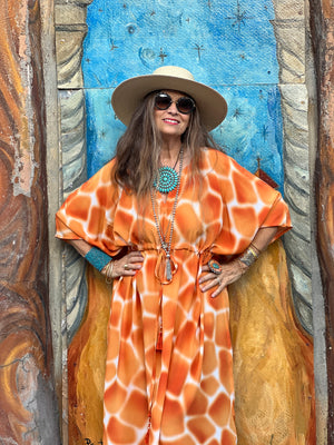 Zirafa Giraffa Oliva Italian Silk midi