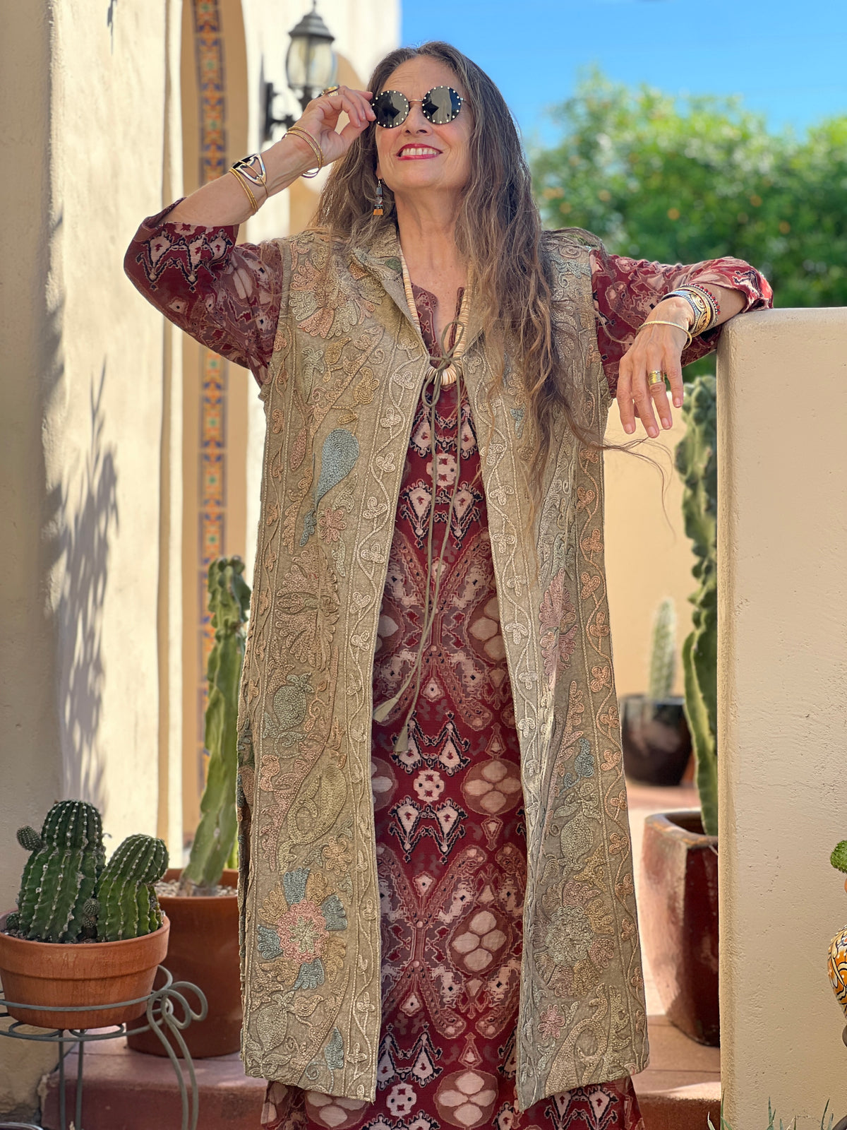 Myra Hand Embroidered Cotton Vest One of a Kind