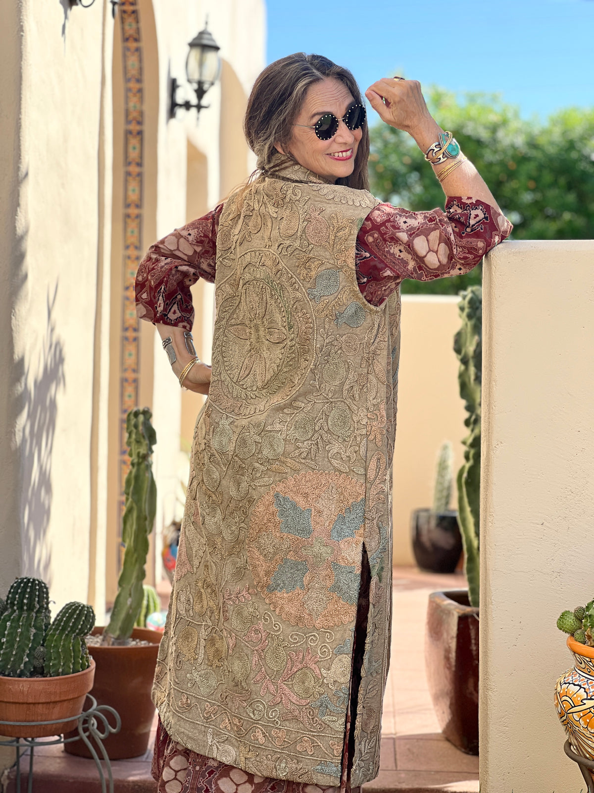 Myra Hand Embroidered Cotton Vest One of a Kind