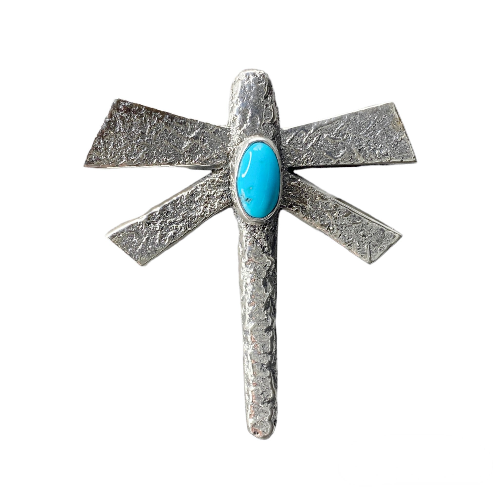 Sleeping Beauty Turquoise Necklace and Silver Tufa Cast Dragonfly