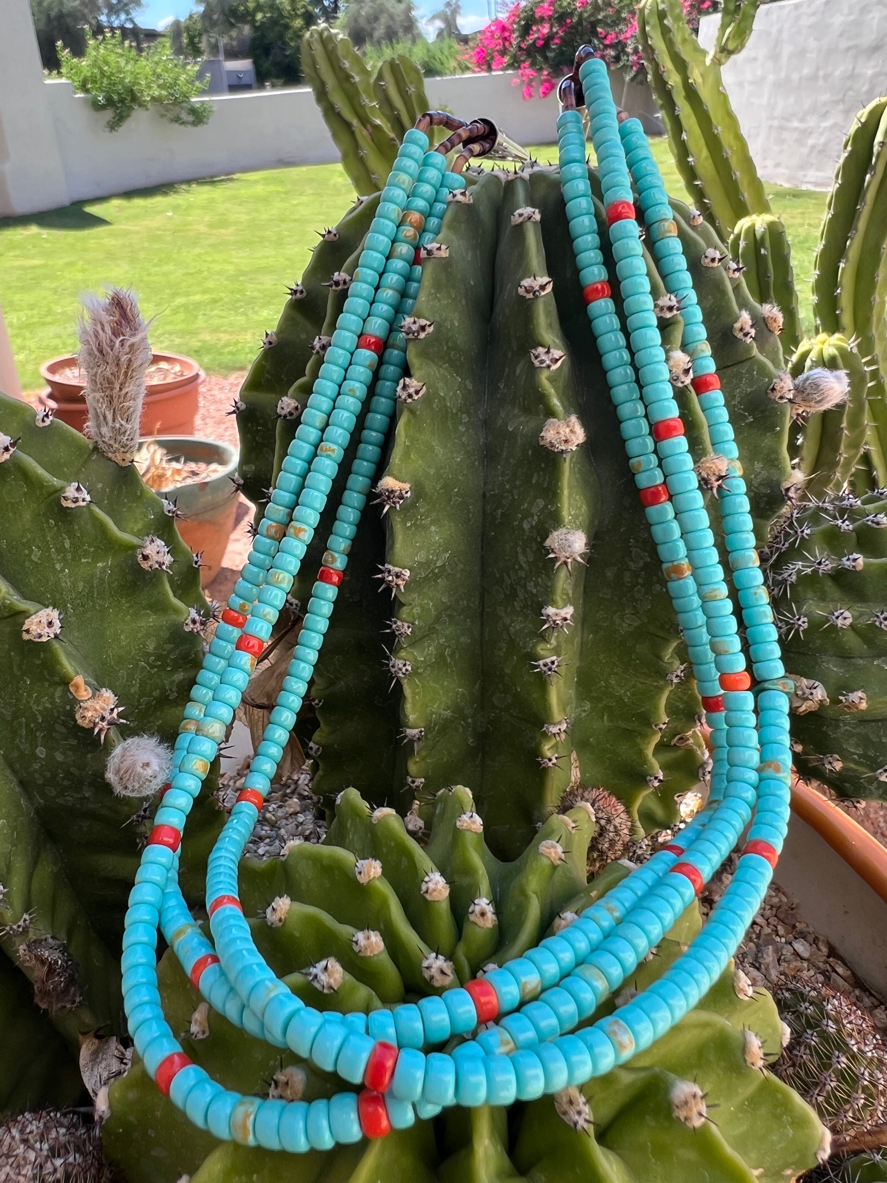 Turquoise, Coral, and Heishi Santo Domingo Necklace