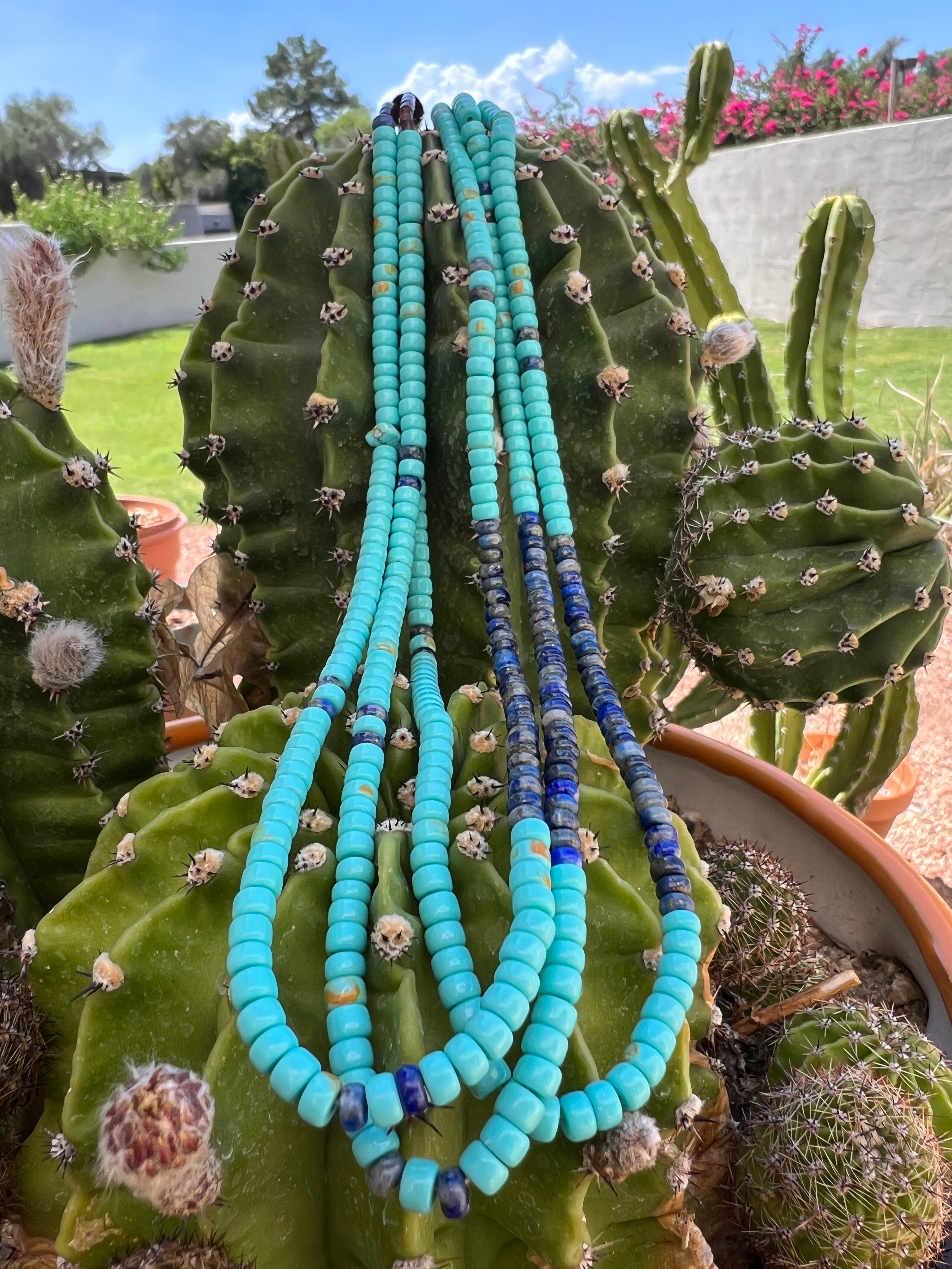 Santo Domingo Turquoise, Lapis, and Heishi Necklace