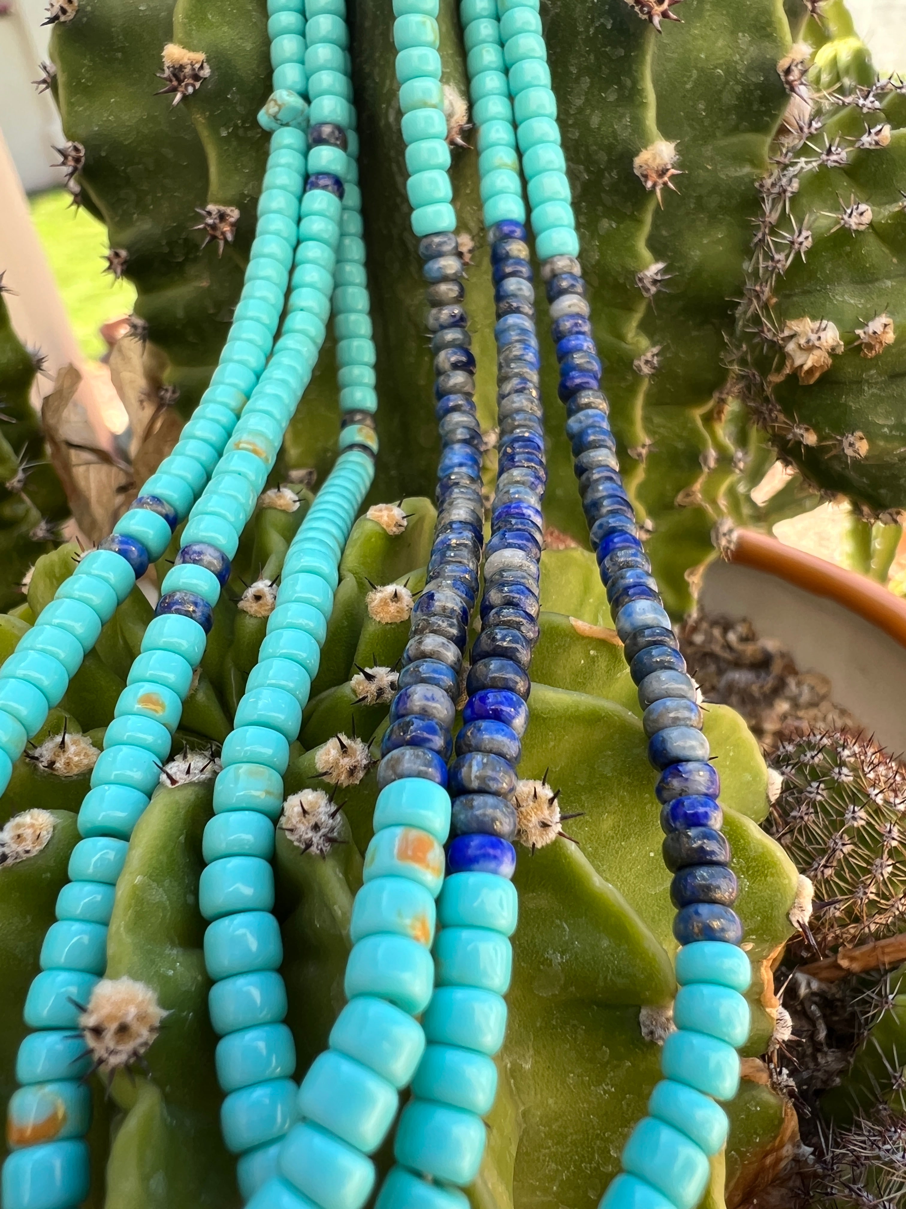 Santo Domingo Turquoise, Lapis, and Heishi Necklace