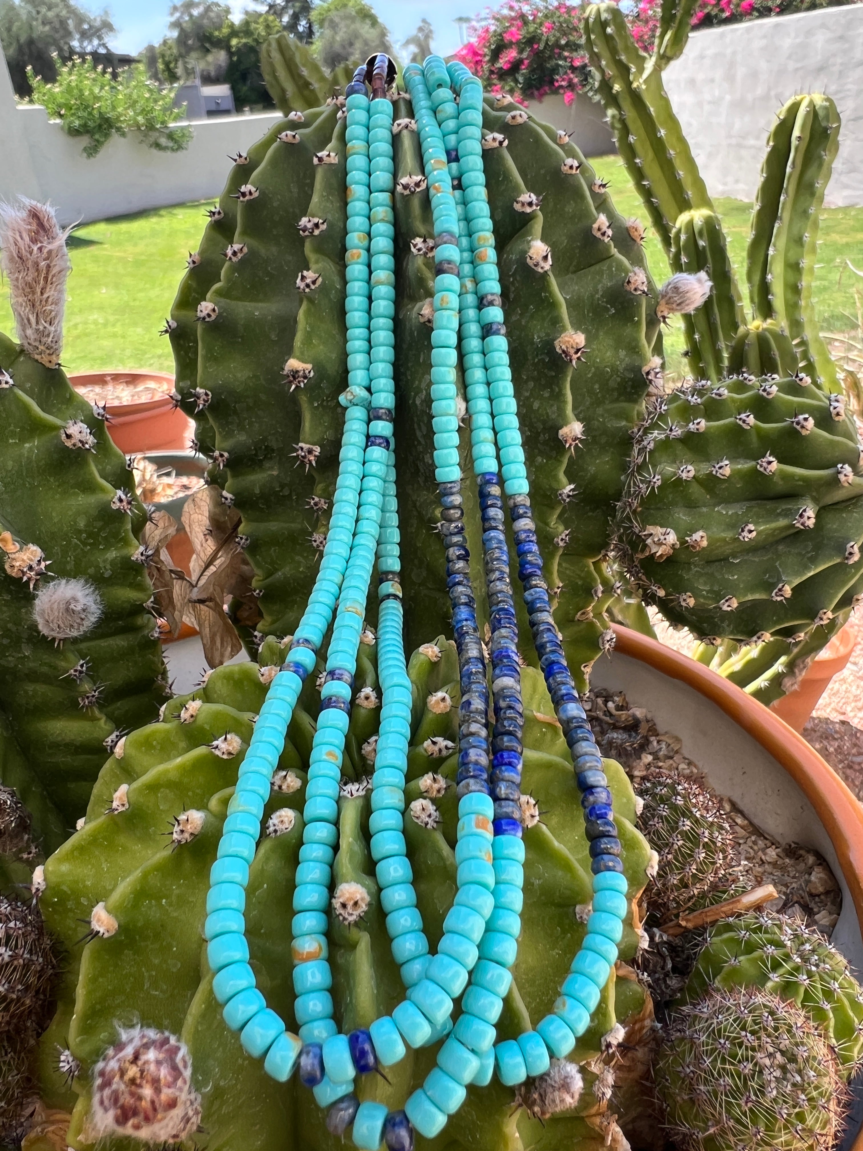 Santo Domingo Turquoise, Lapis, and Heishi Necklace