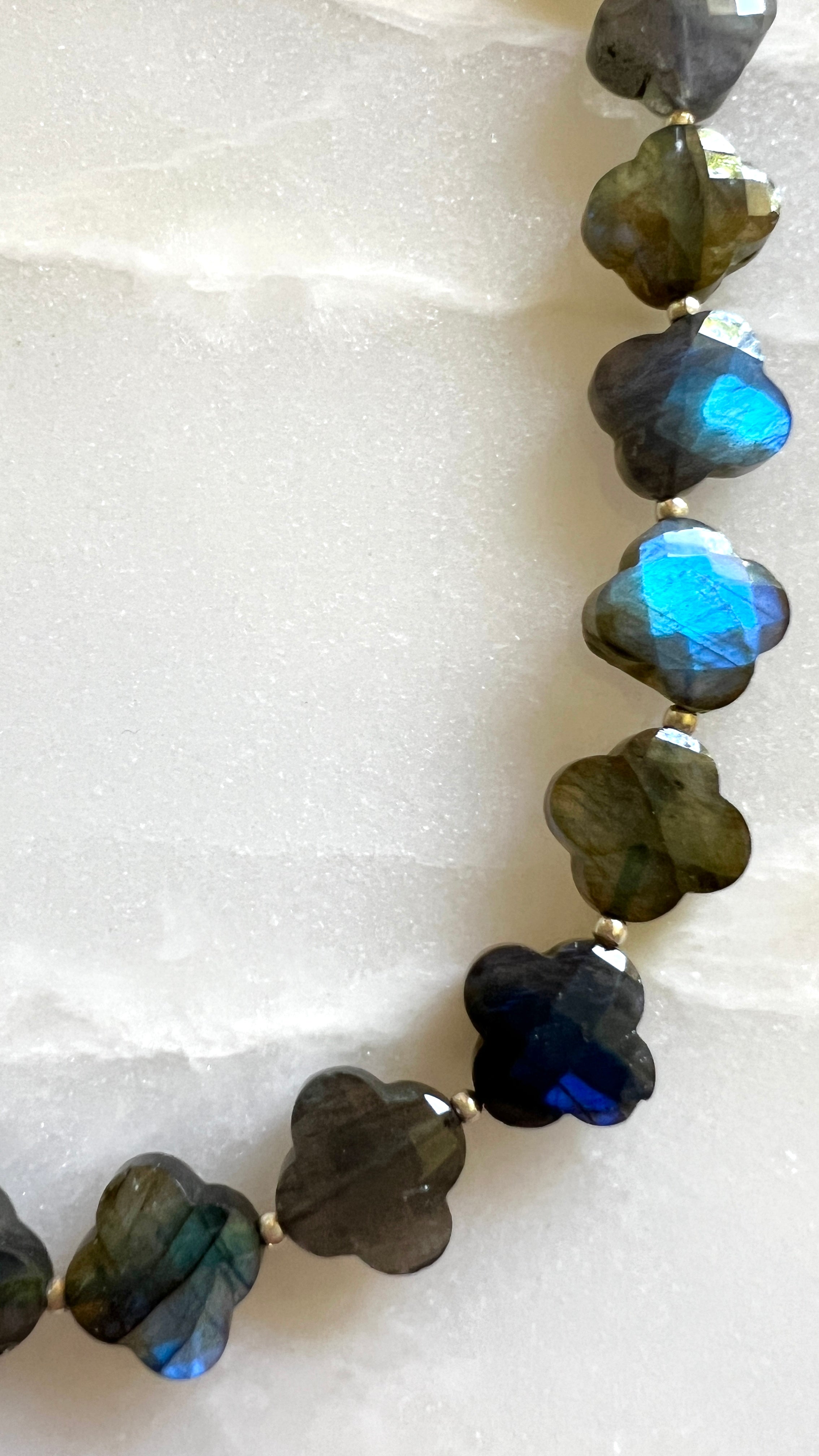Labradorite Faceted Quatrefoil Necklace One of a Kind