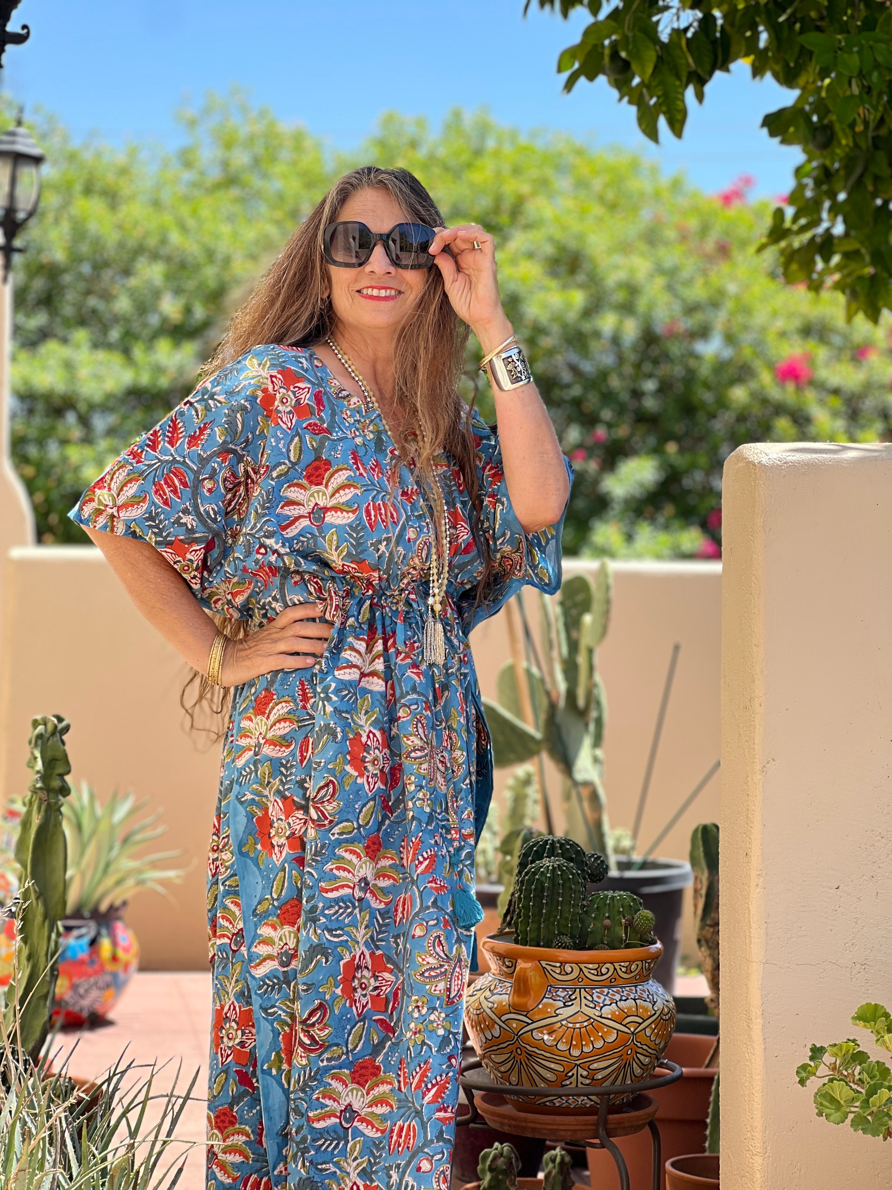 Fleury Blue Maxi Kaftan Dress