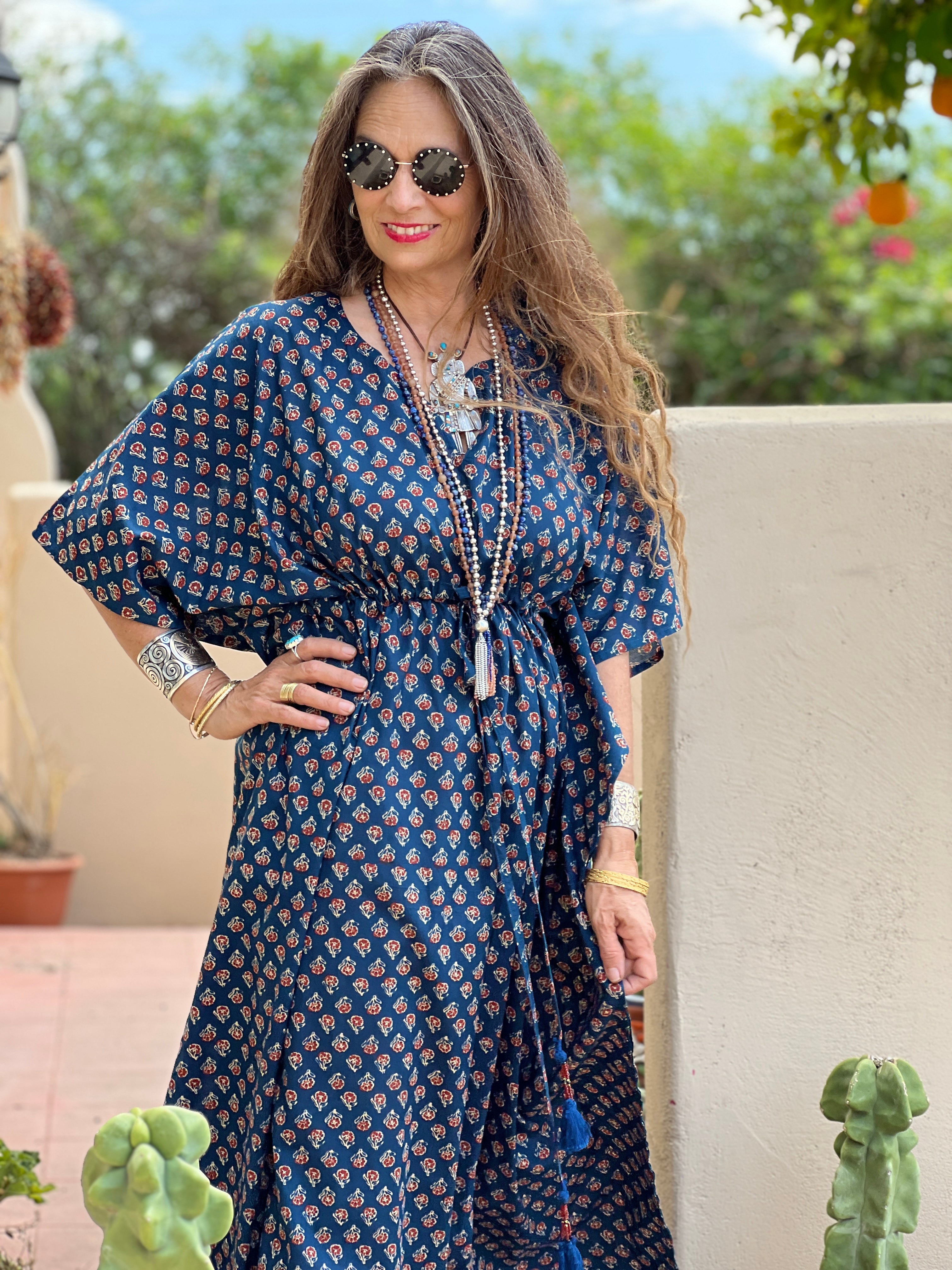 Maximillian Floral Maxi Cotton Kaftan Dress  STORE CREDIT