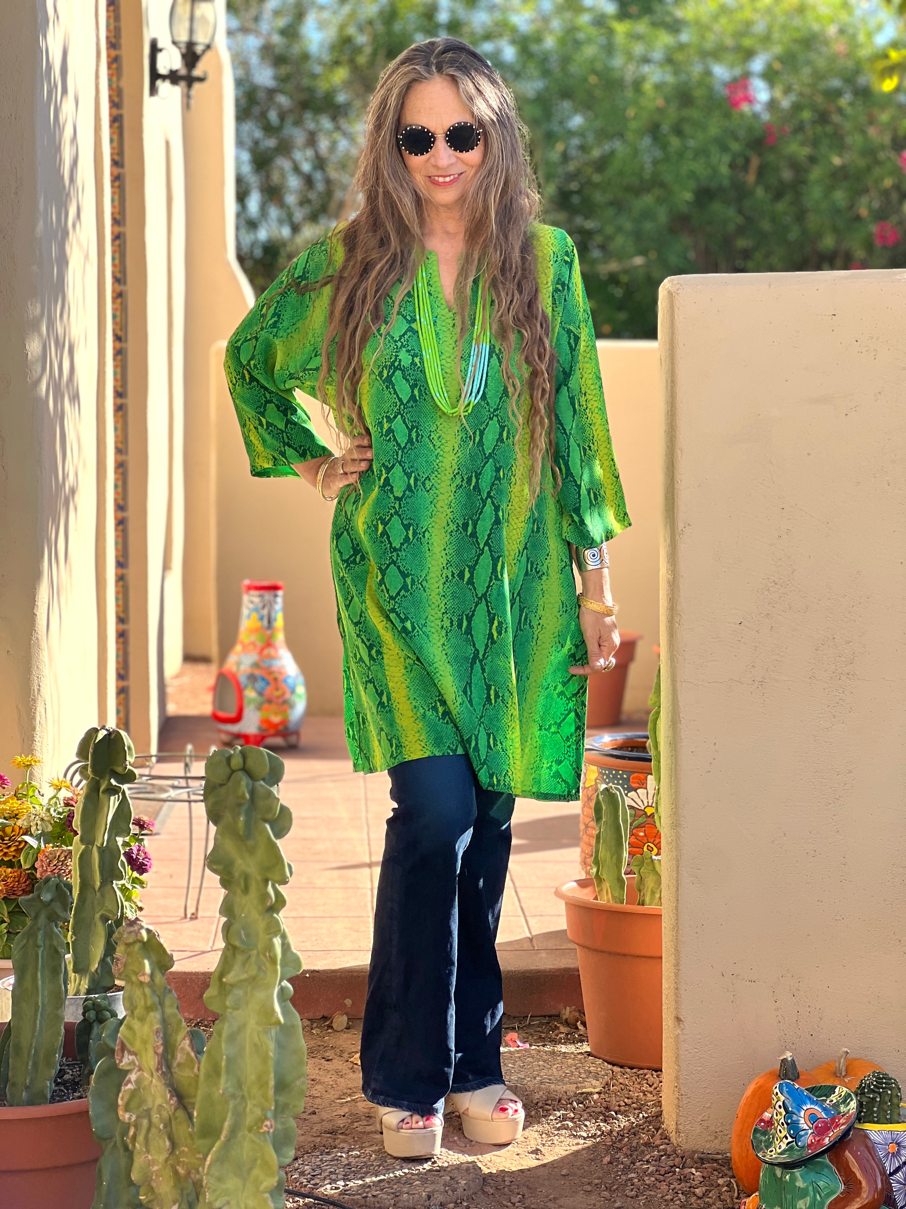 Emerald Green Serpente Midi Tunic