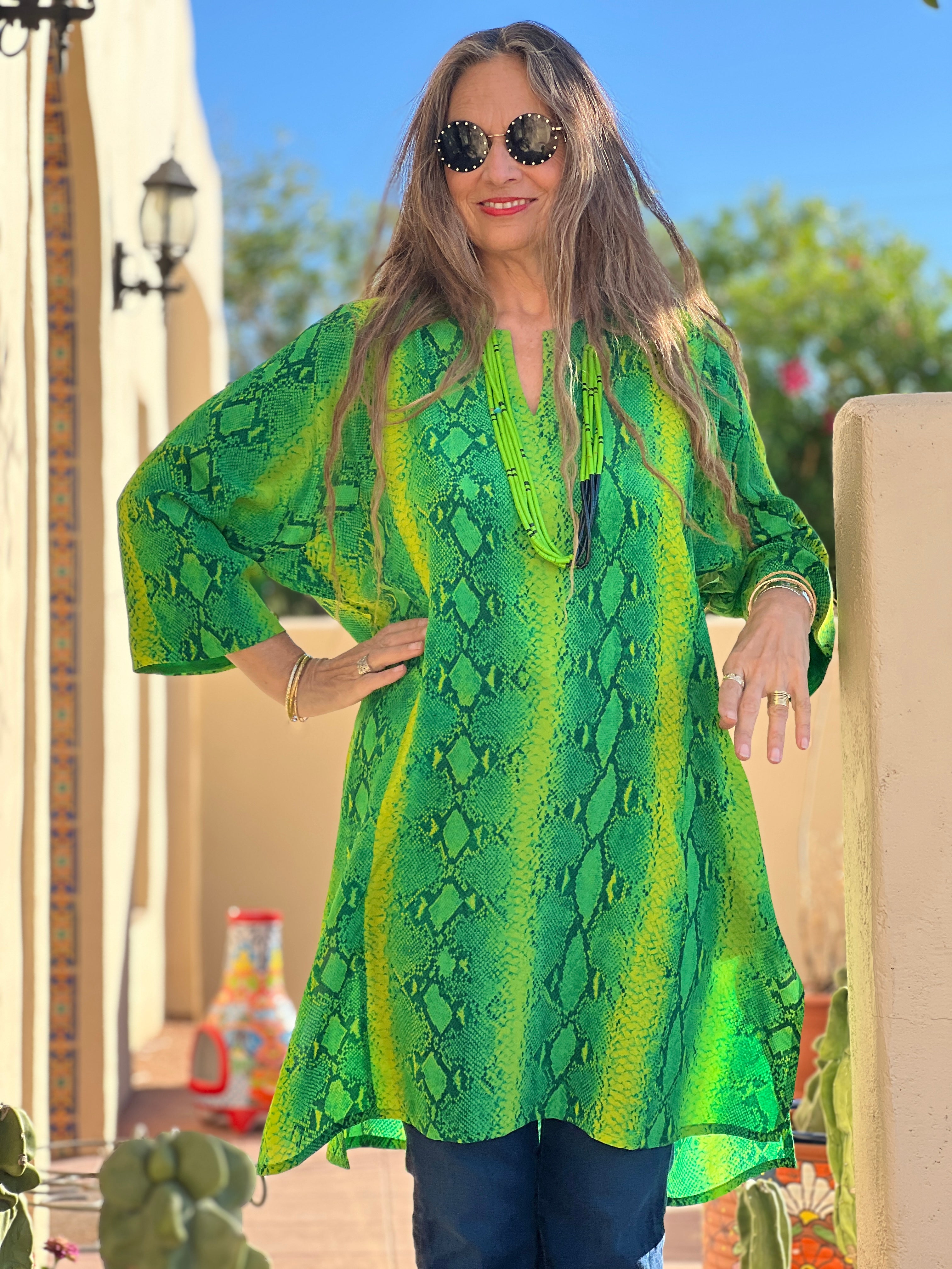 Emerald Green Serpente Midi Tunic