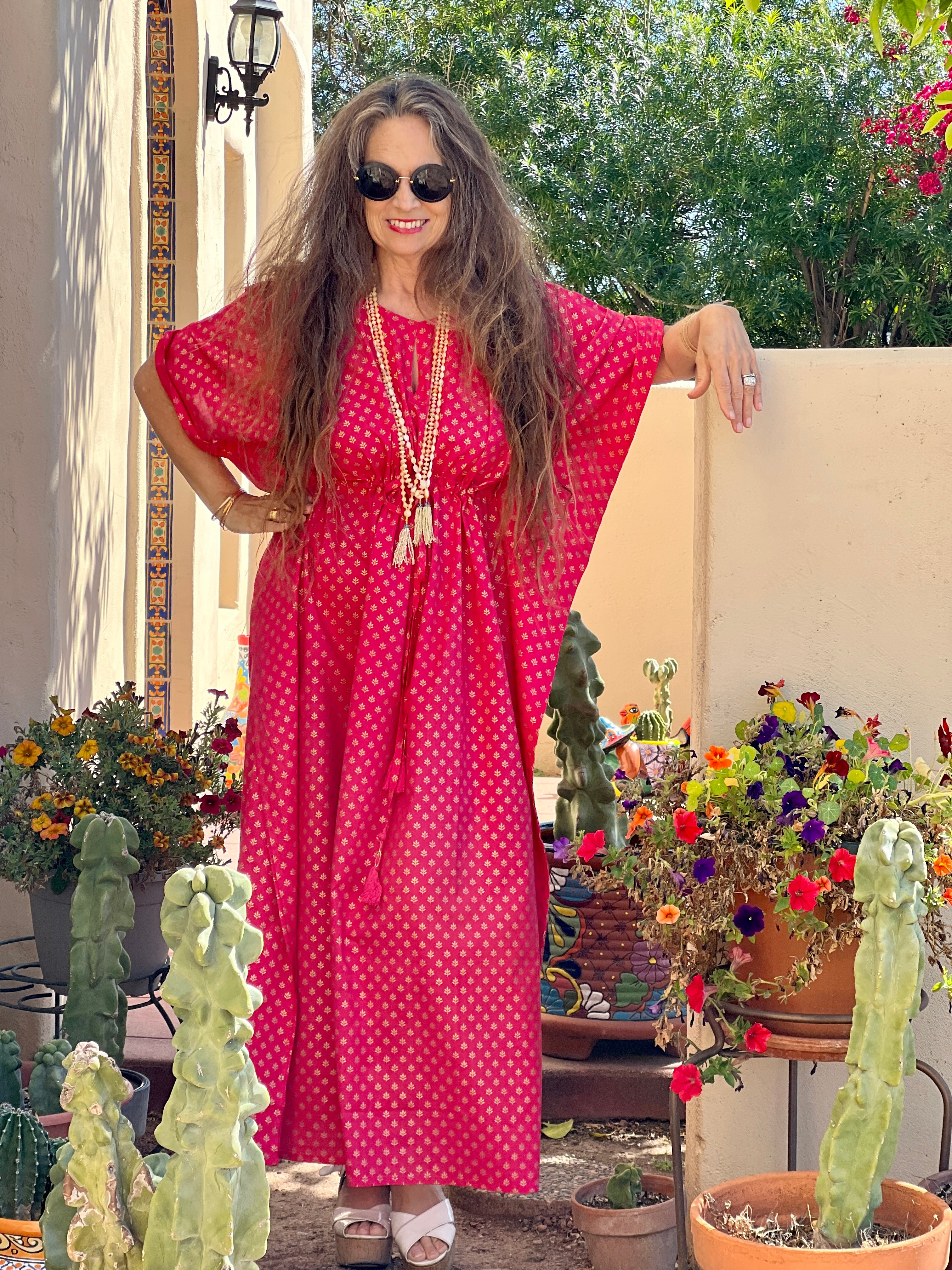 Cleopatra Coral Maxi Kaftan Dress Store Credit