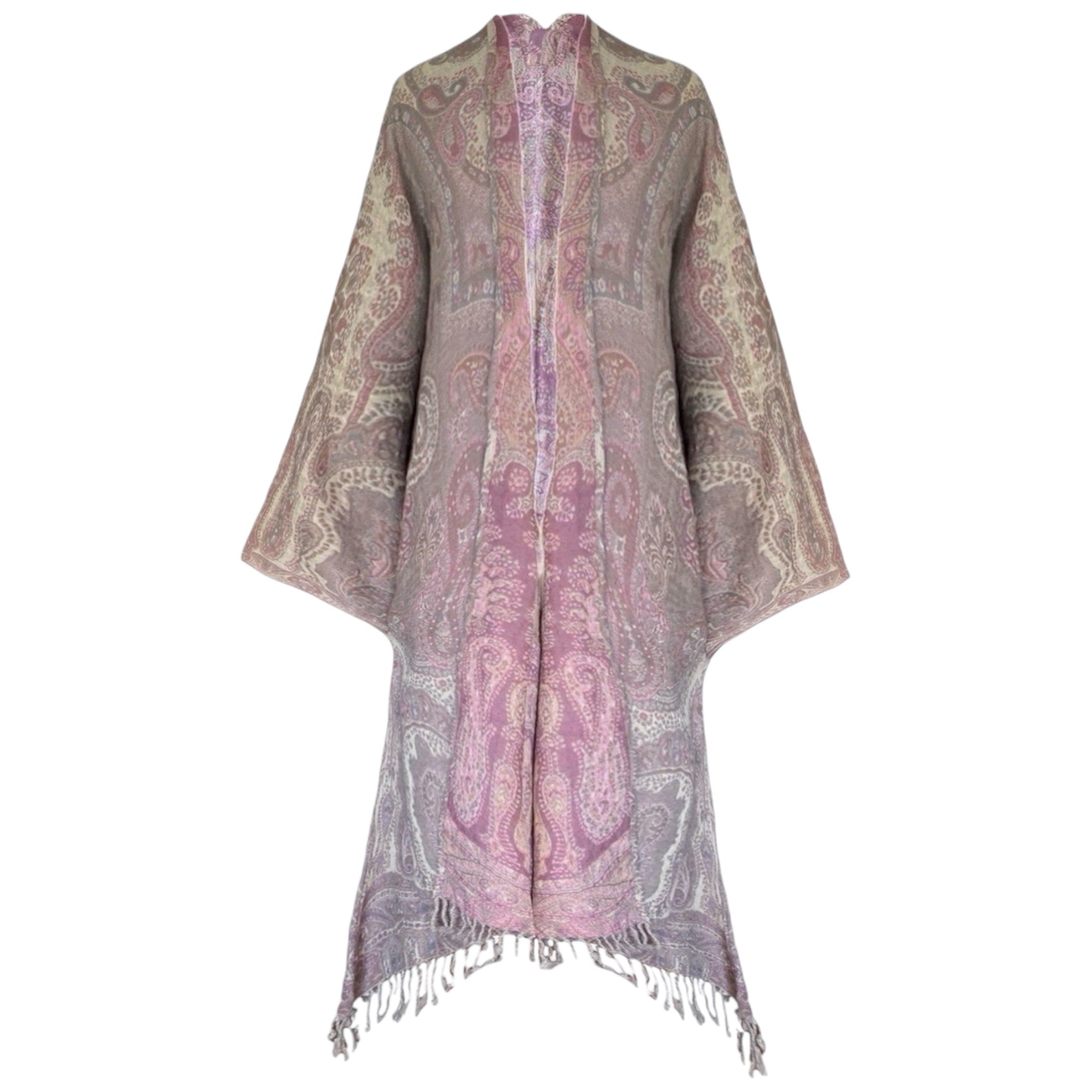 Lilac Paisley Boiled Wool Kimono Coat One of A Kind