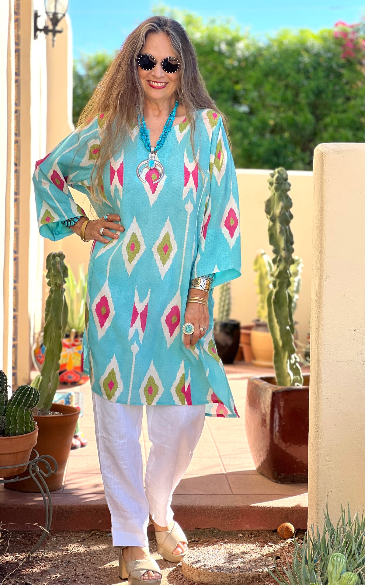 Tashkent Turquoise Italian Silk Tunic