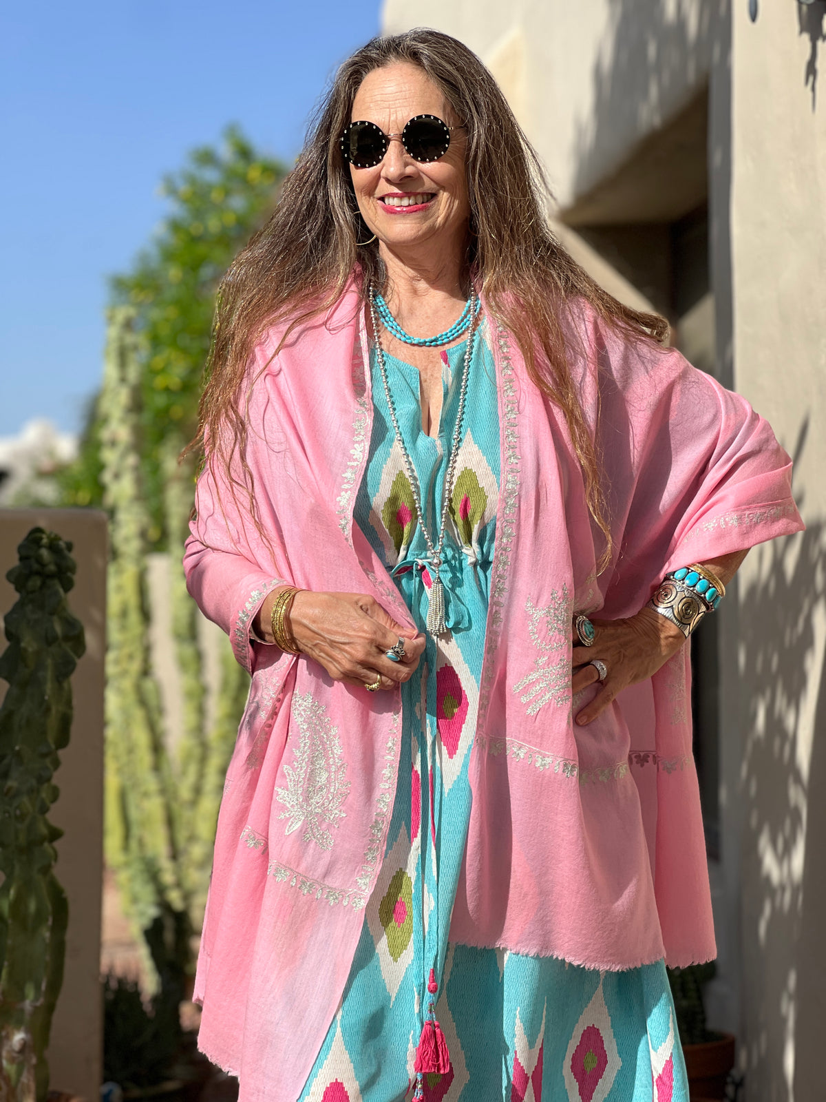 Pink Paisley Kashmiri Pashmina Shawl Embroidered