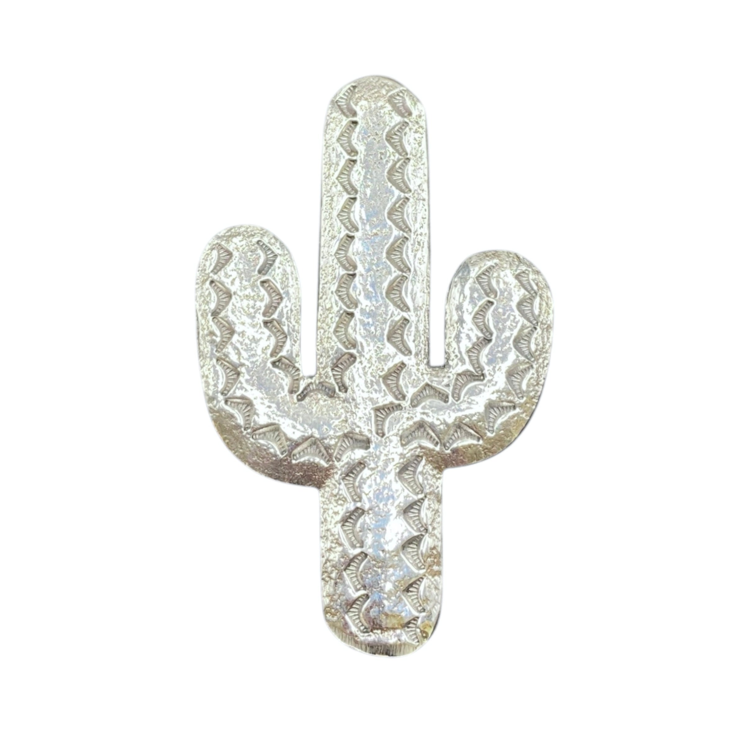 Navajo Silver Tufa Cast Saguaro Cactus Pendant