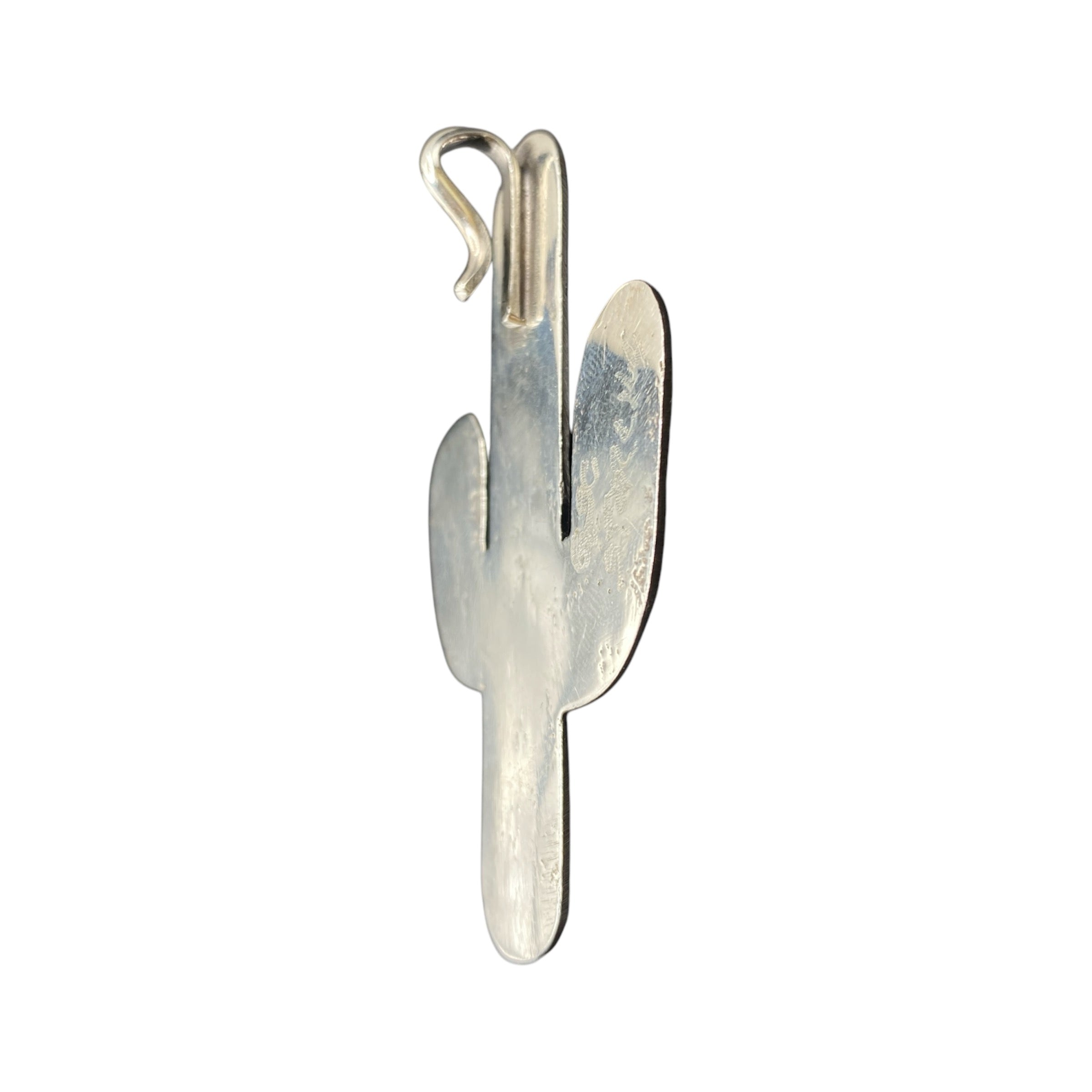 Navajo Silver Tufa Cast Saguaro Cactus Pendant