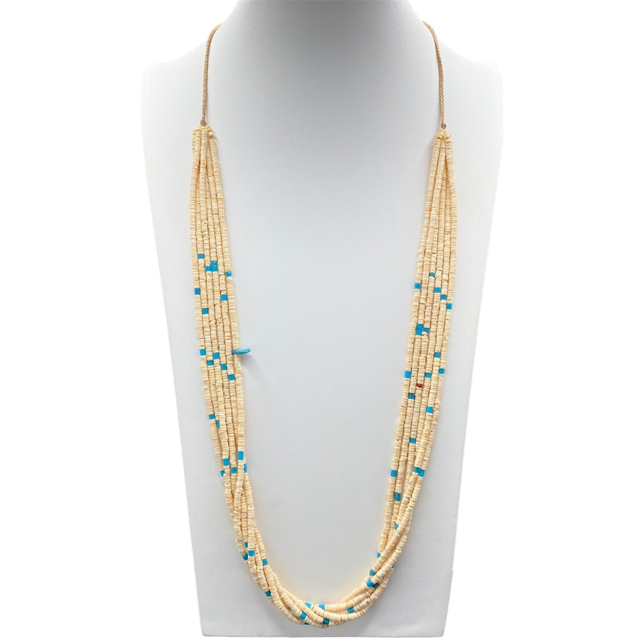 Melon Shell Turquoise Heishi Necklace Santo Domingo