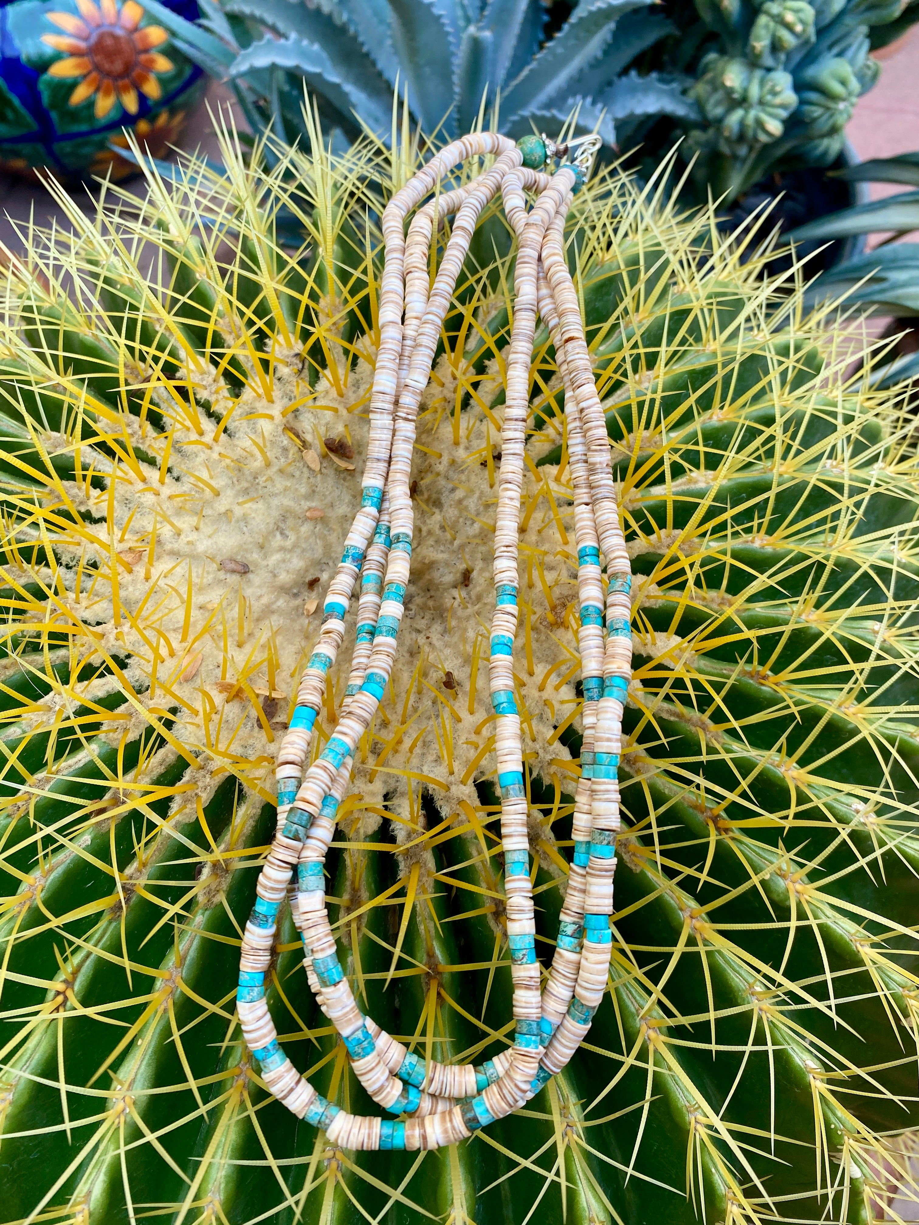 Heishi Shell and Turquoise Necklace Santo Domingo