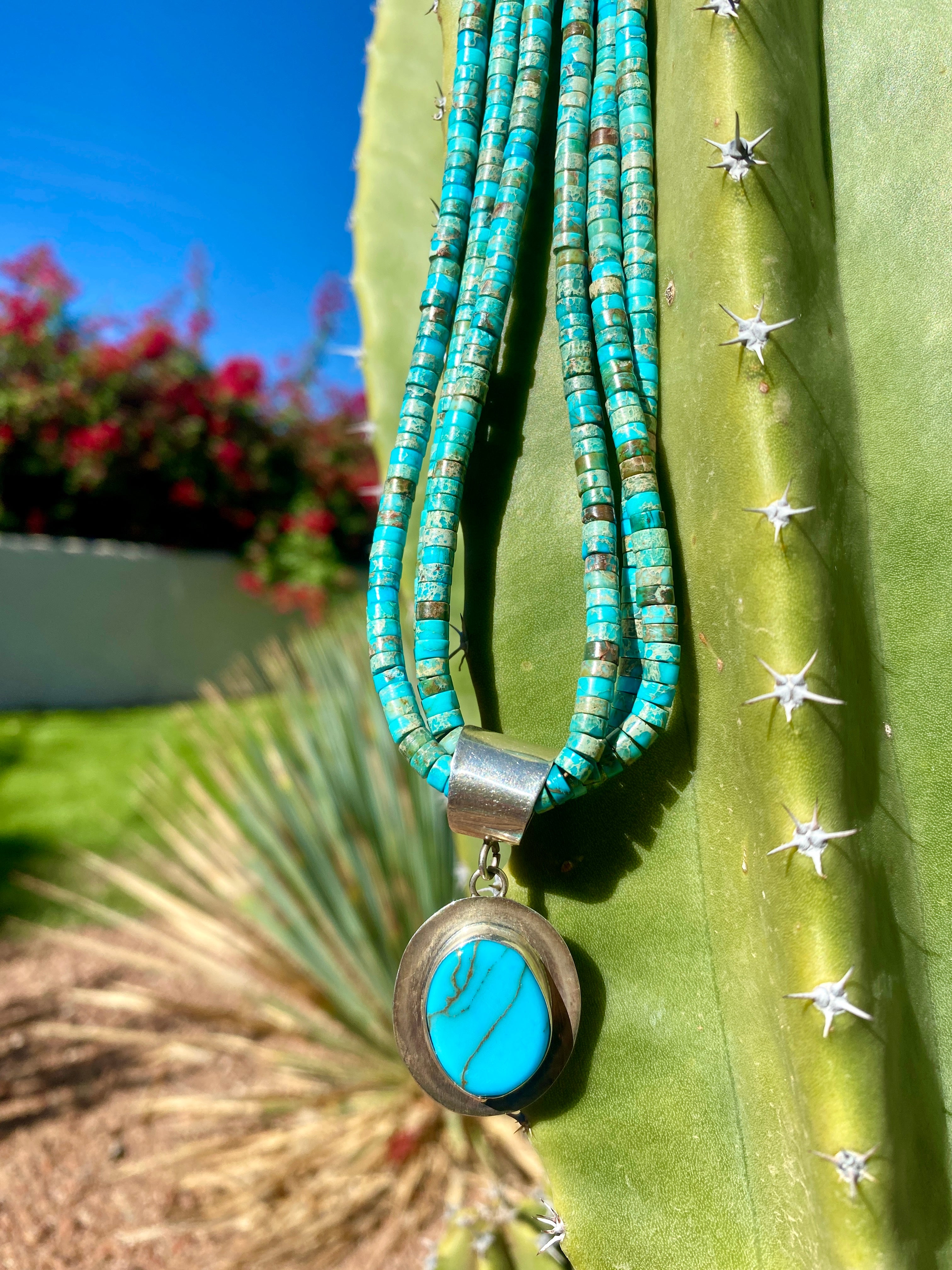 Kingman and Royston Turquoise Heishi Style Necklace