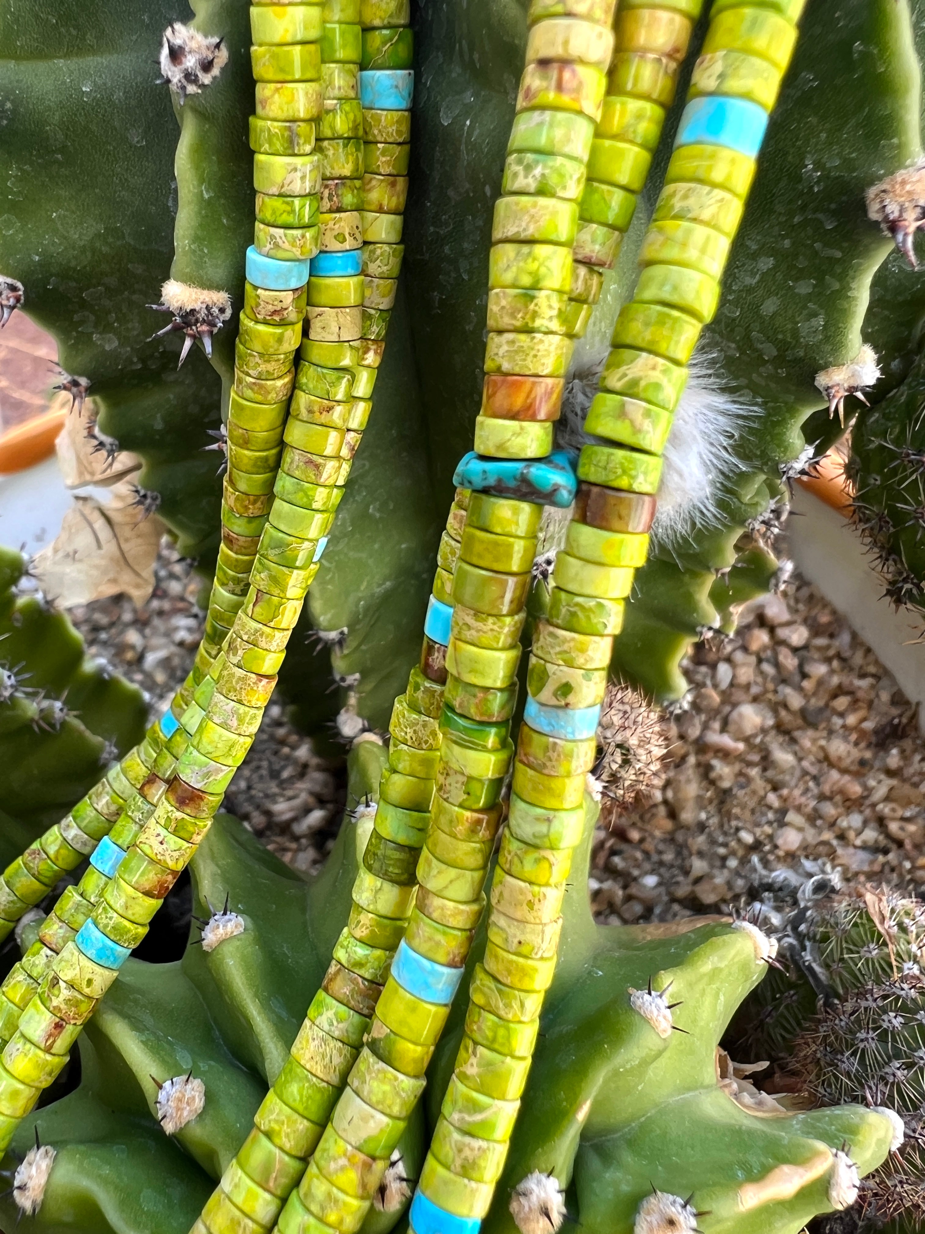 Gaspeite, Heishi and Touch of Turquoise Necklace Santo Domingo