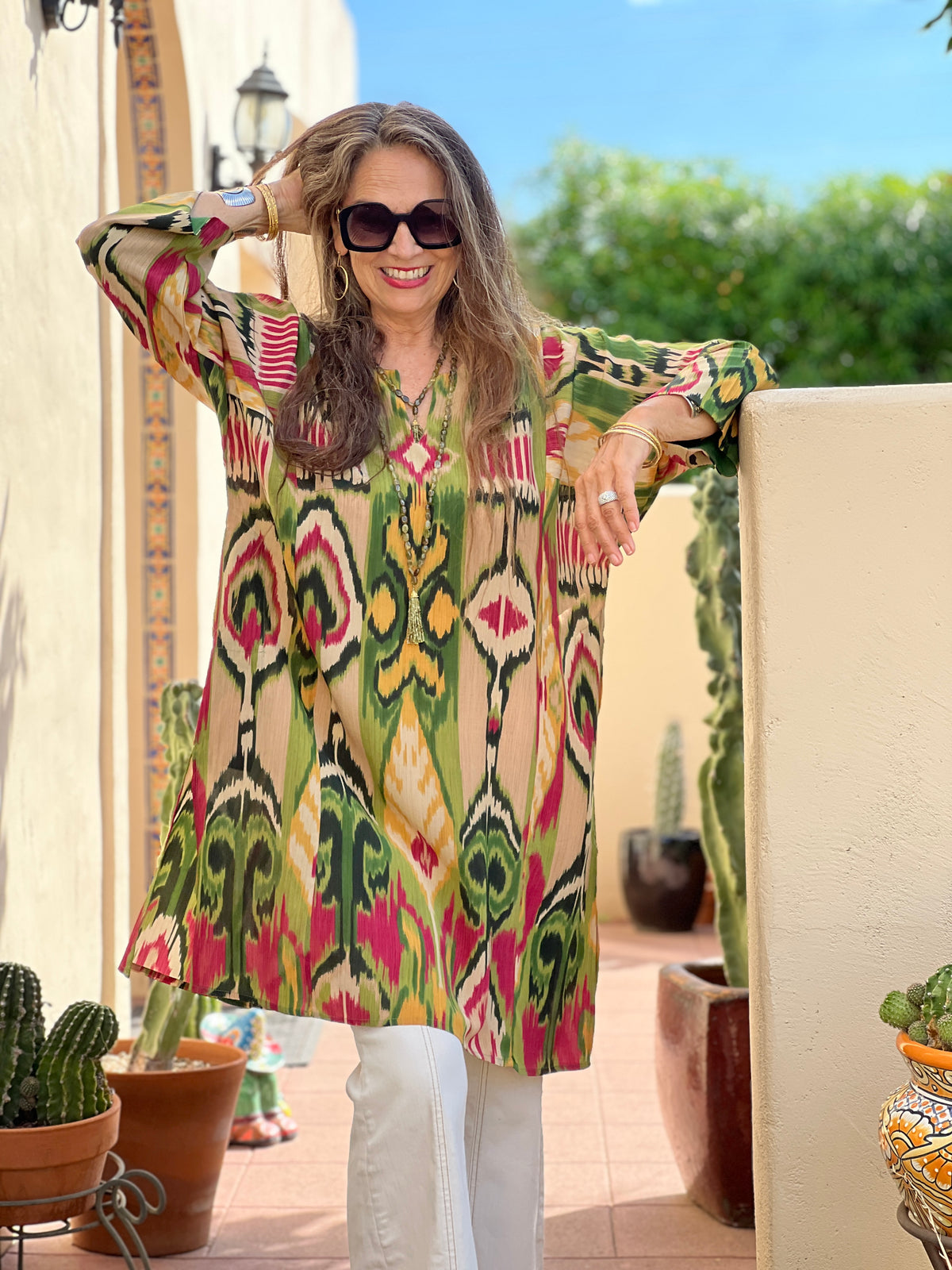 Samarcanda Ikat Italian Silk Tunic