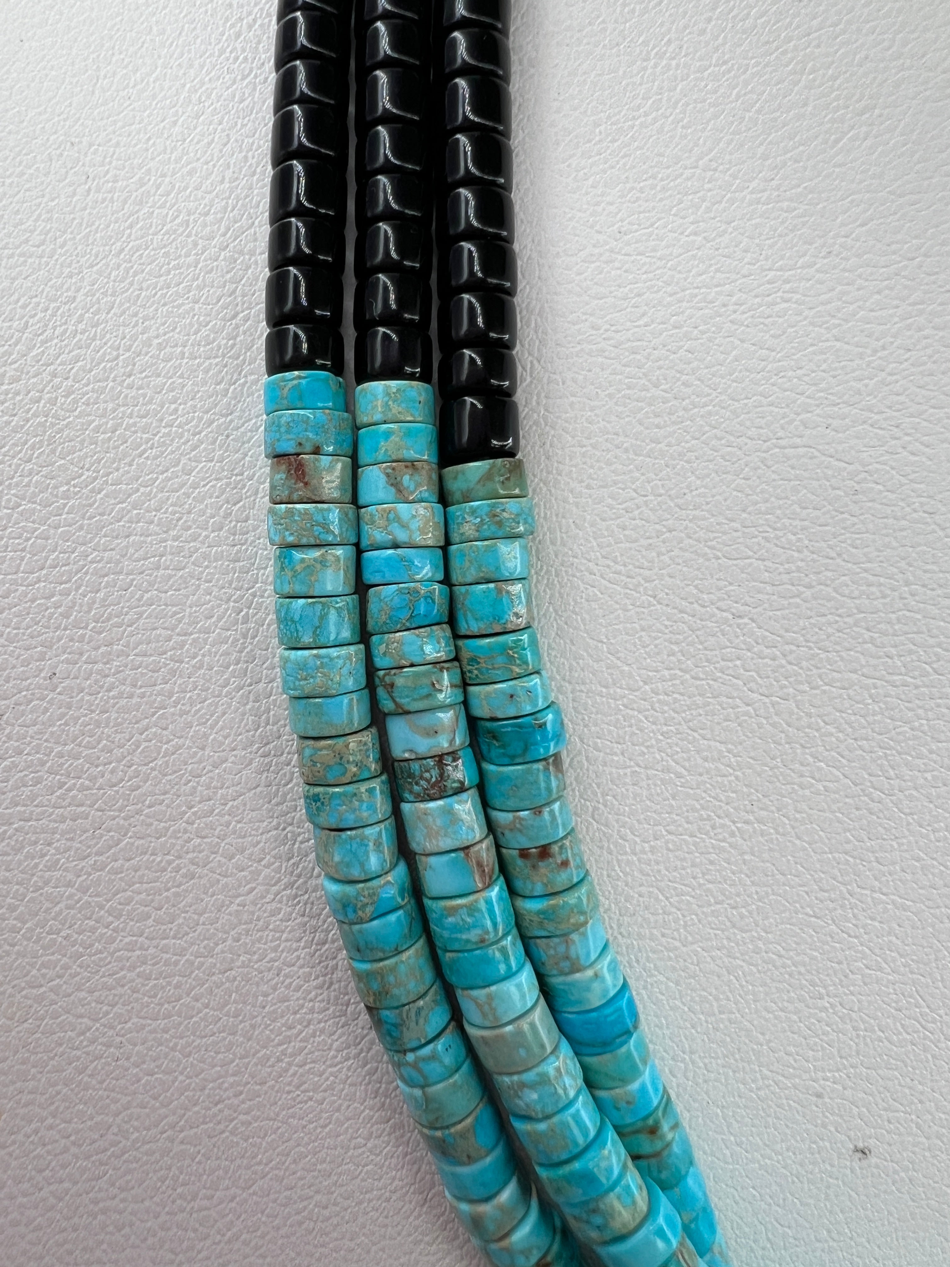 Turquoise, Black Jet, and Heishi Santo Domingo Necklace