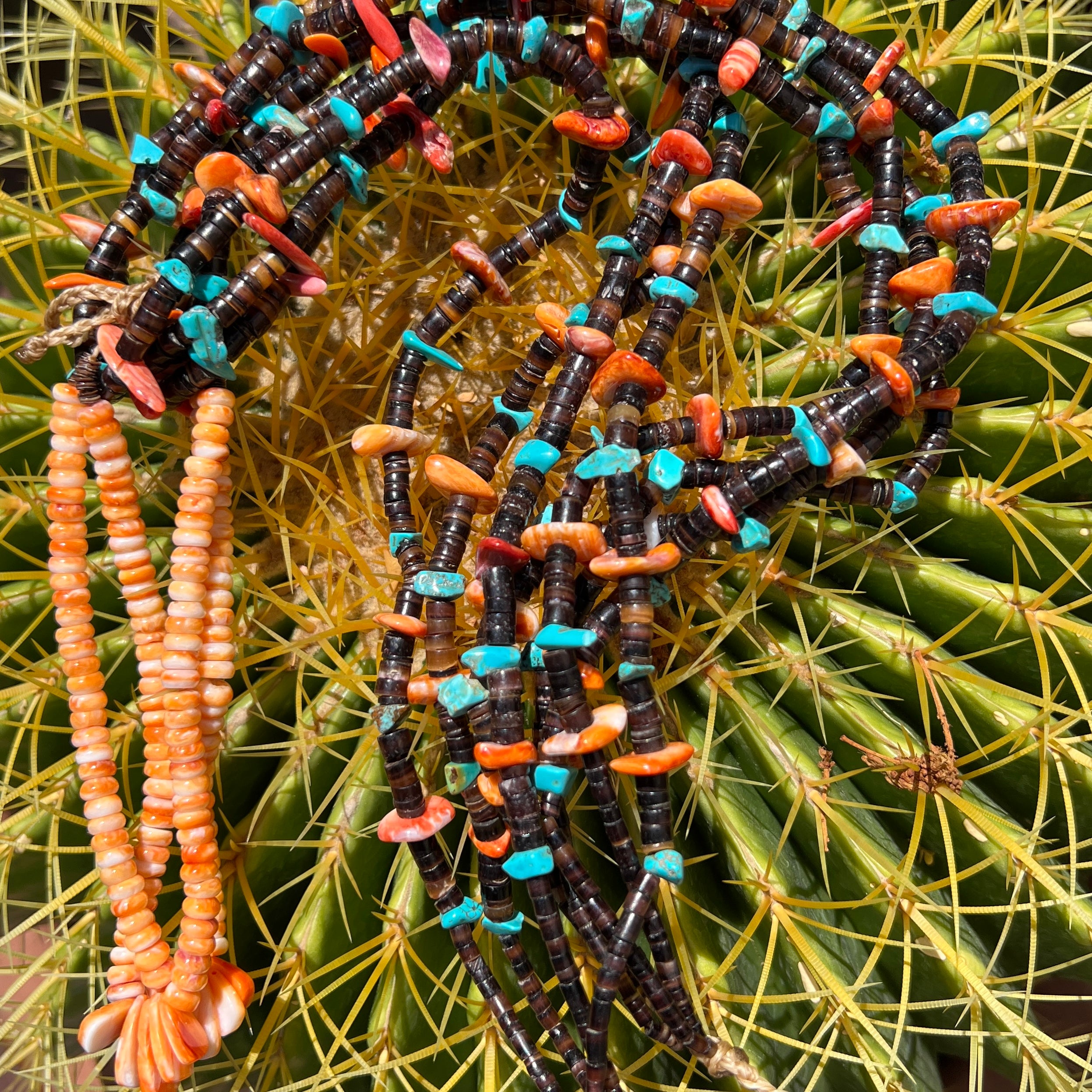 Spiny Oyster, Pen Shell, and Turquoise Heishi Necklace Santo Domingo