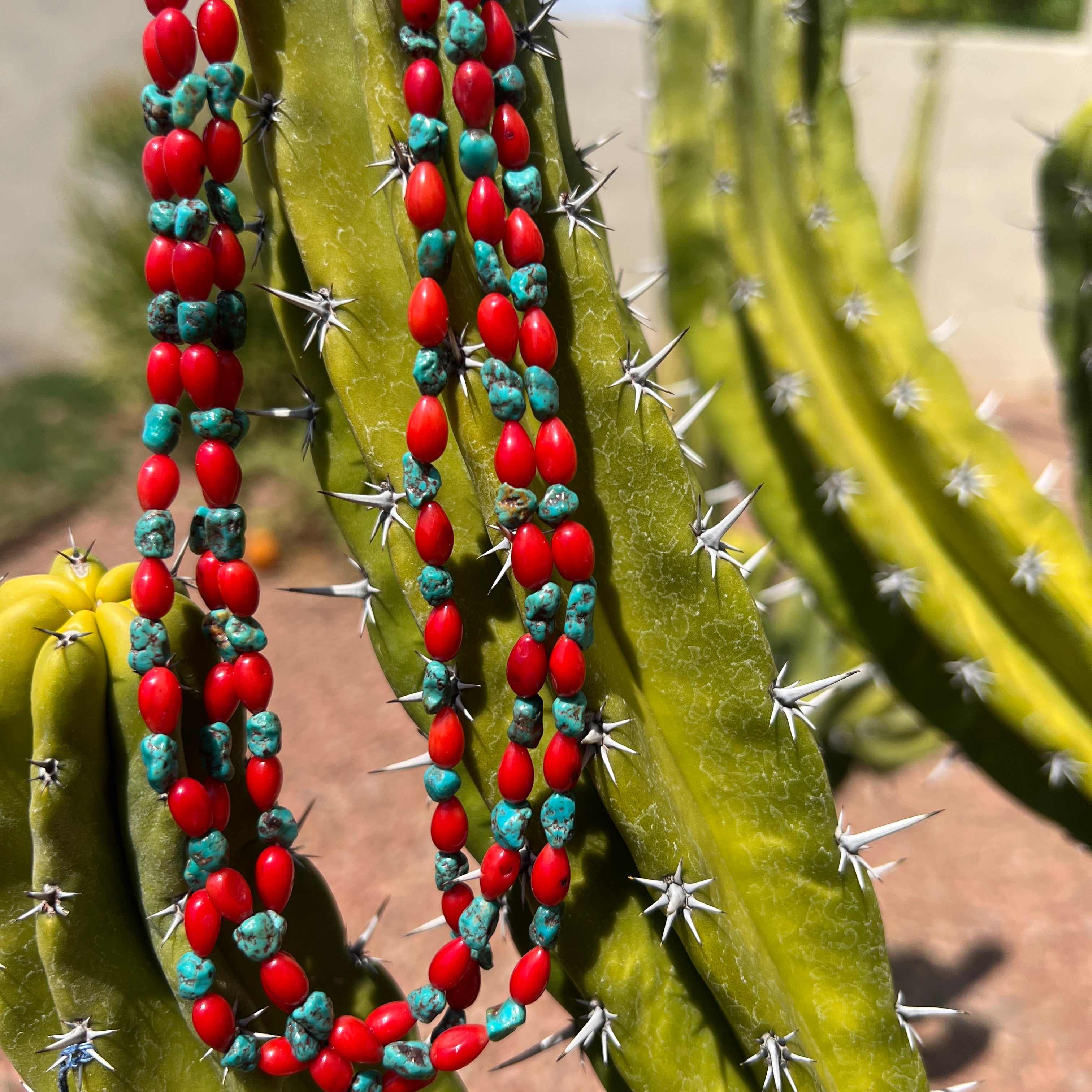 Coral, Turquoise and Heishi Santo Domingo Necklace