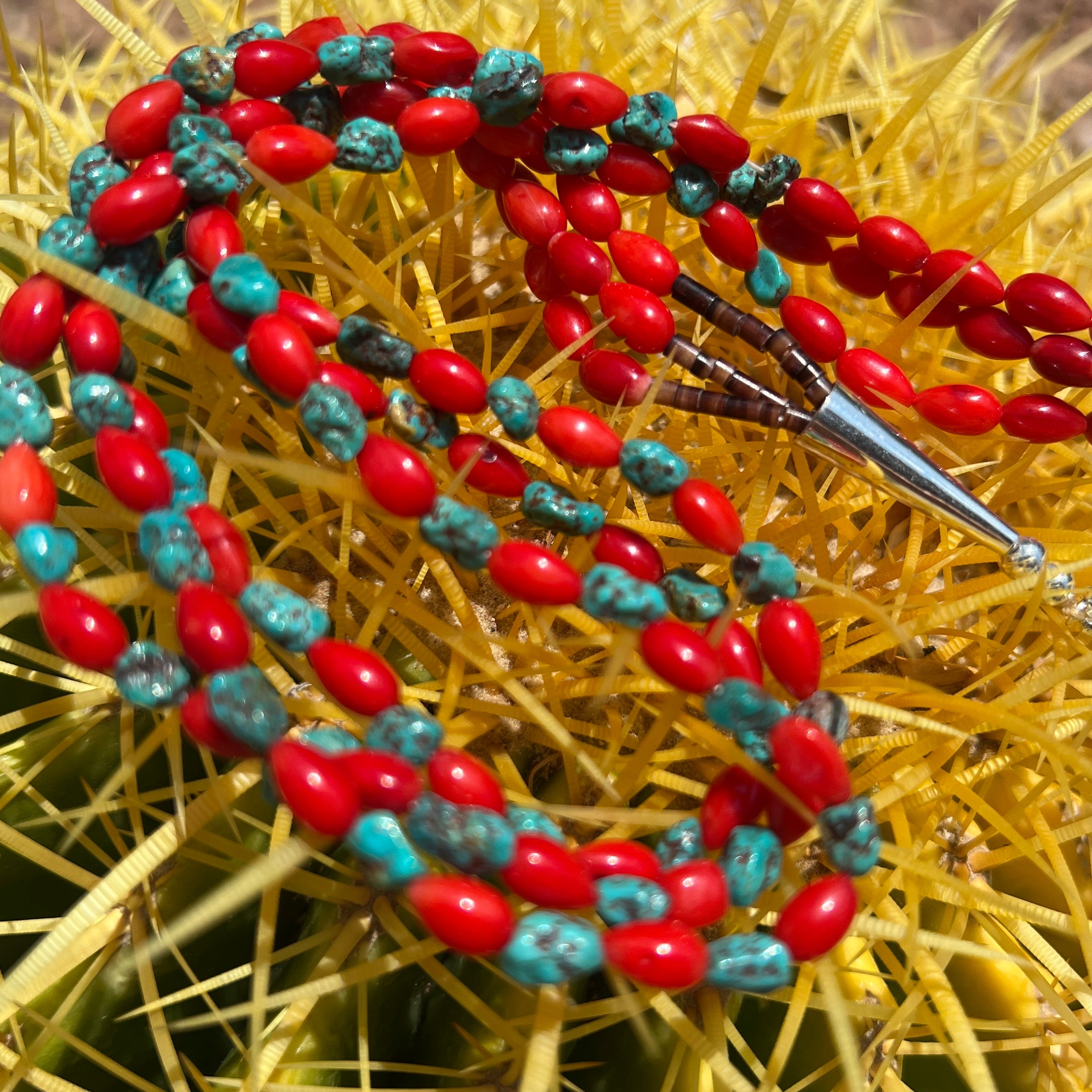 Coral, Turquoise and Heishi Santo Domingo Necklace